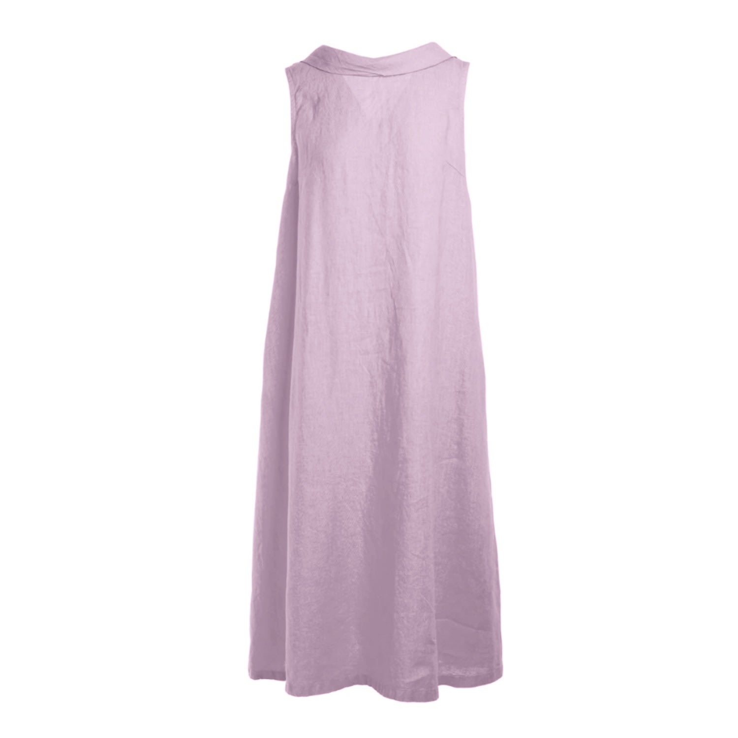 Haris Cotton Women's Pink / Purple Midi Back Tie Linen Dress - Violet