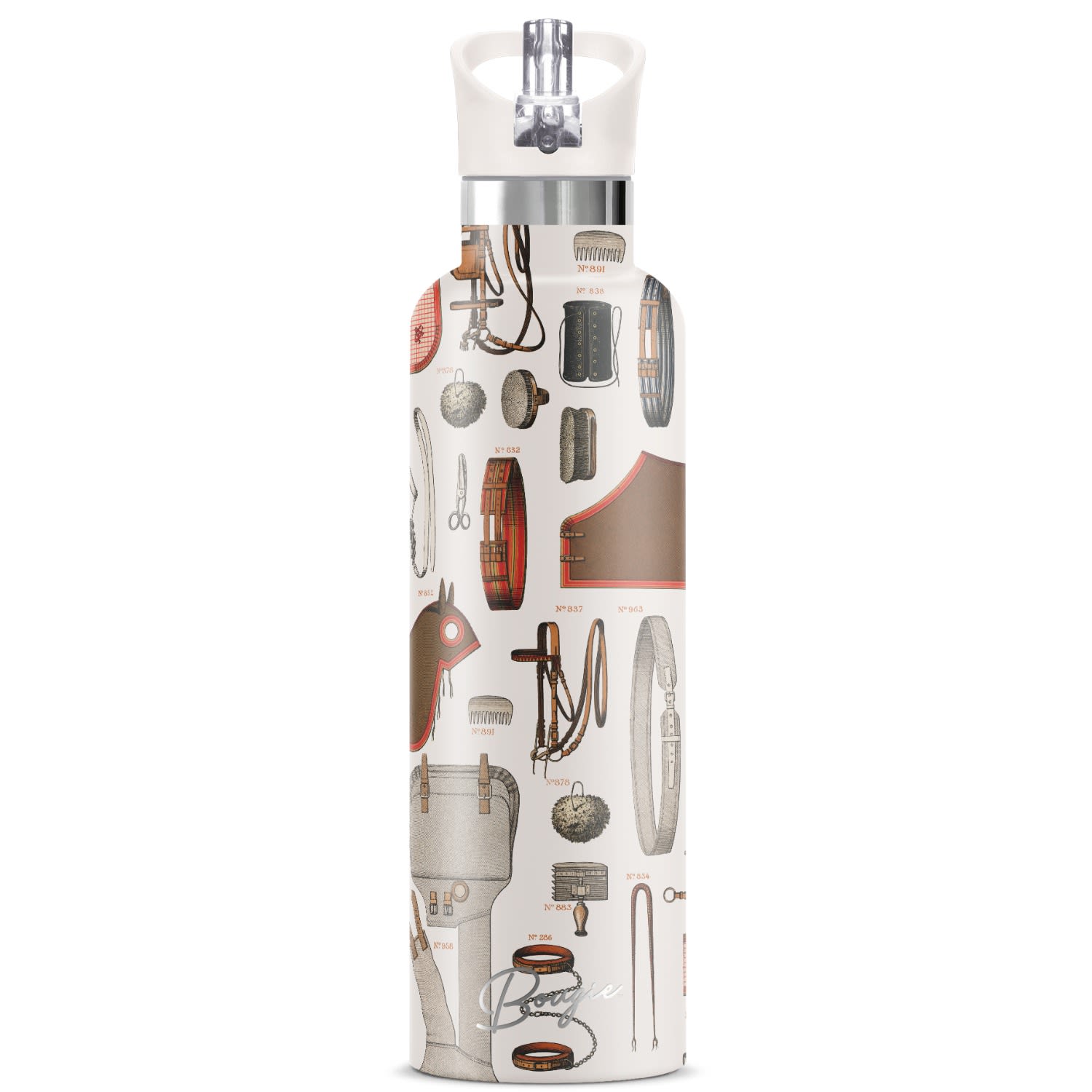 My Bougie Bottle Women's Brown / Neutrals Bits & Bridles Insulated Water Bottle Cream Lid In Brown