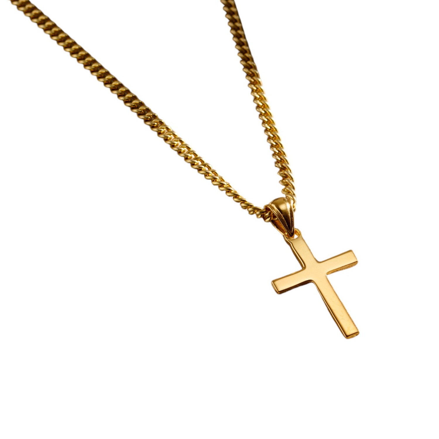 Men's Gold Plated Large Cross Necklace | Posh Totty Designs | Wolf