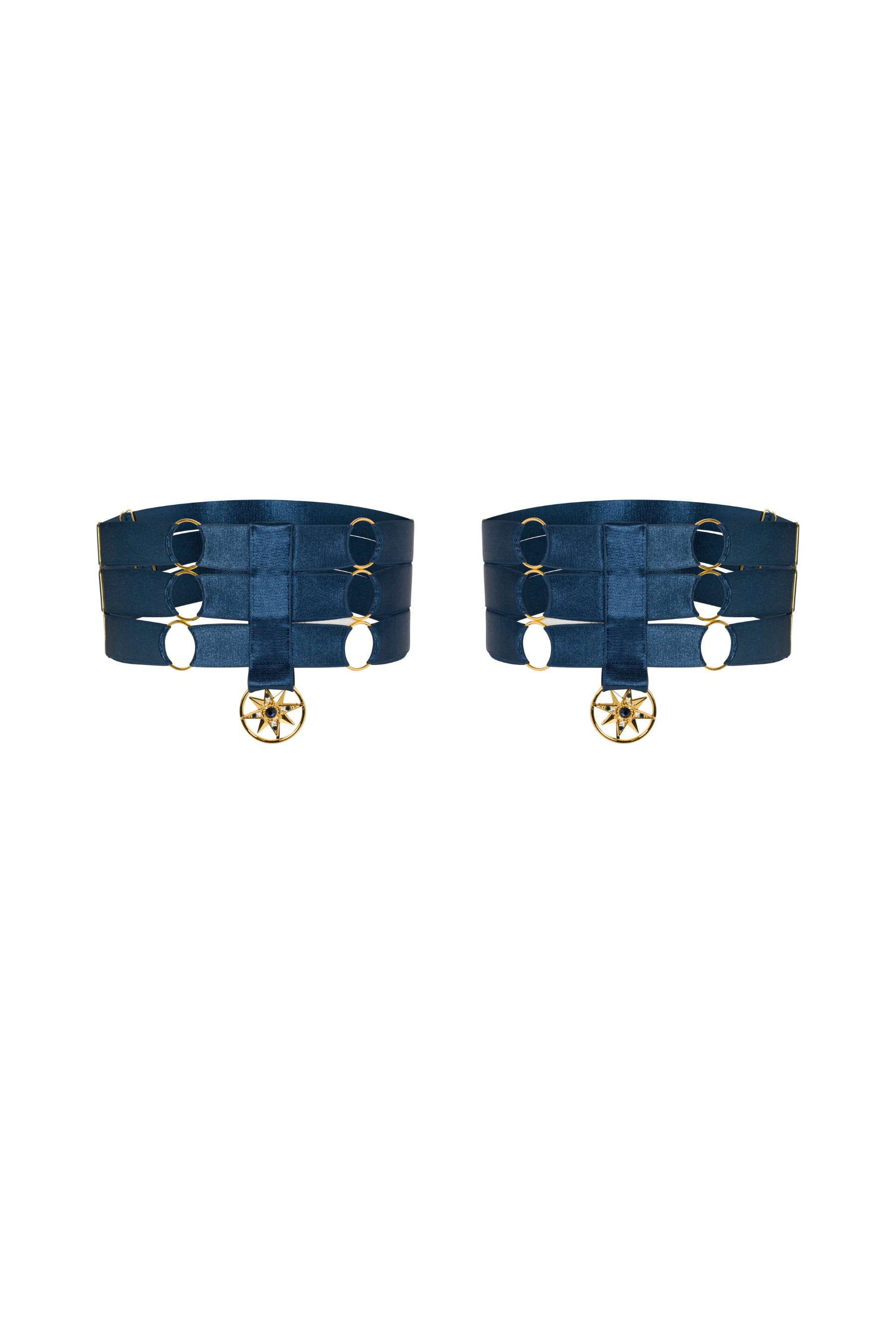 Empress Mimi Women's Gold / Blue Celeste Thigh Garters In Gold/blue