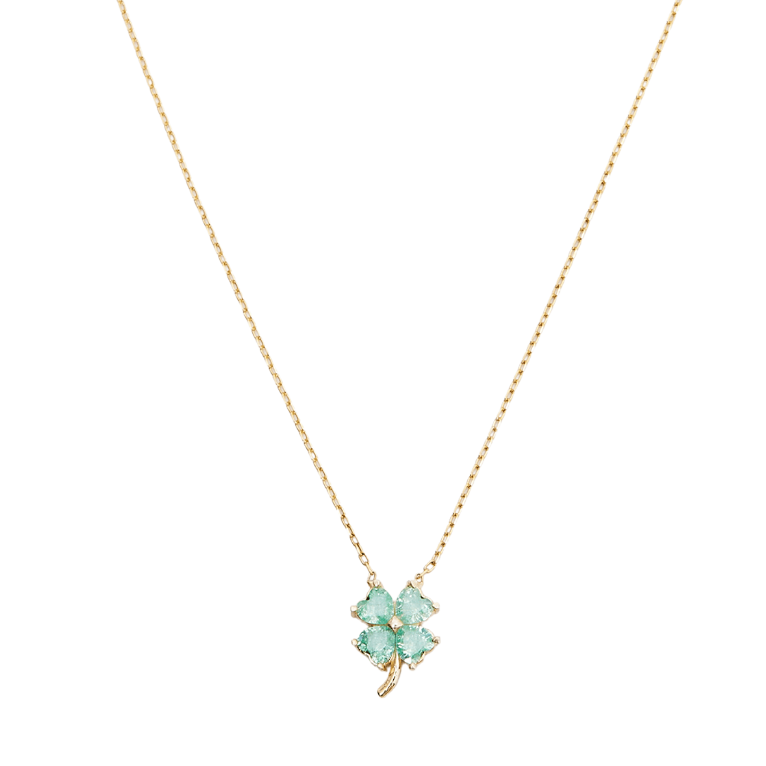 Women’s Four Leaf Clover Sterling Silver Necklace - Emerald Color - Gold Spero London