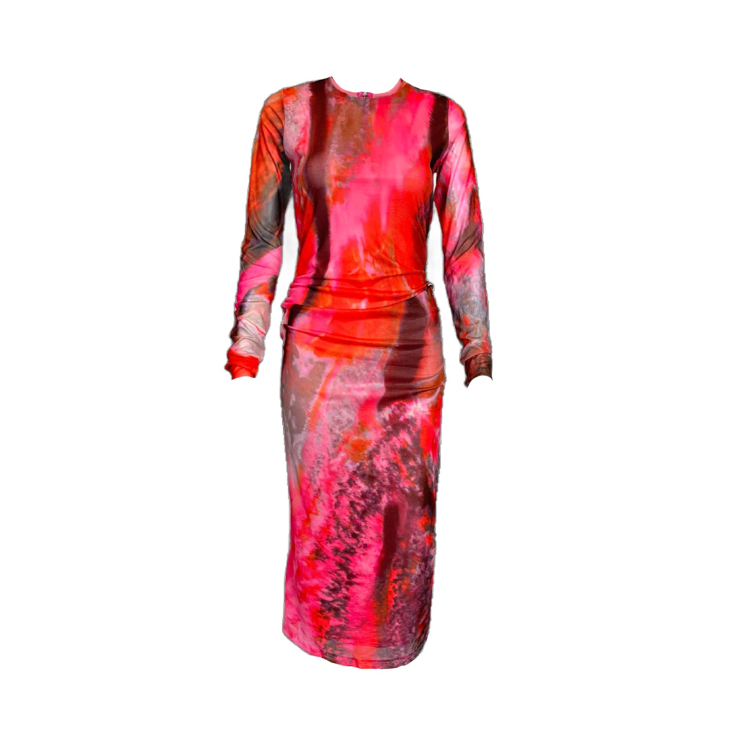 Alanakayart Women's Yellow / Orange Coral Mesh Midi Bodycon Dress In Yellow/orange