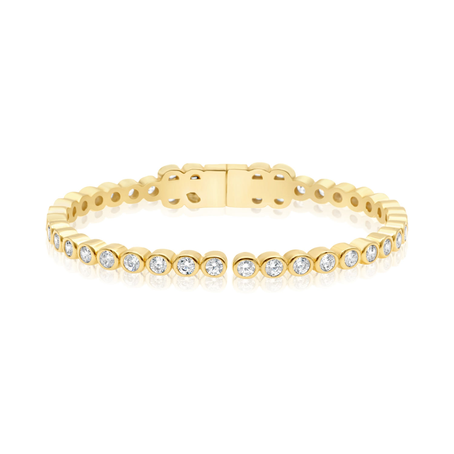 Shymi Women's Round Bezel Open Bangle - Gold