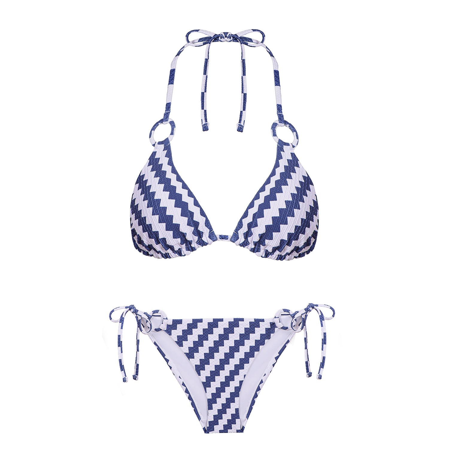 Women’s Grace Triangle Top Navy Blue And White Bikini Small Ayje