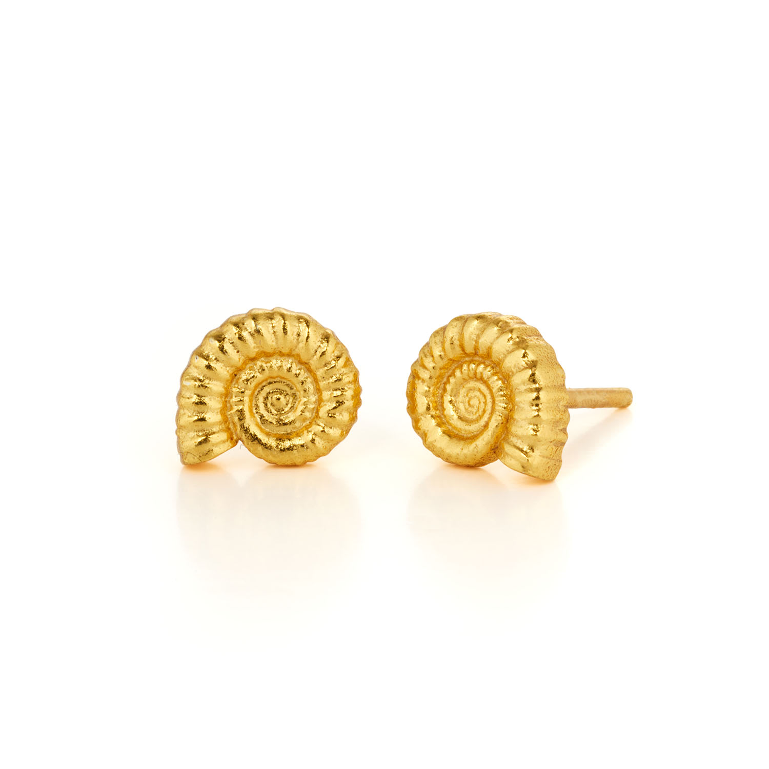 Nellou Jewellery Women's Ammonite Stud Earrings Gold Plated Sterling Silver In Gold