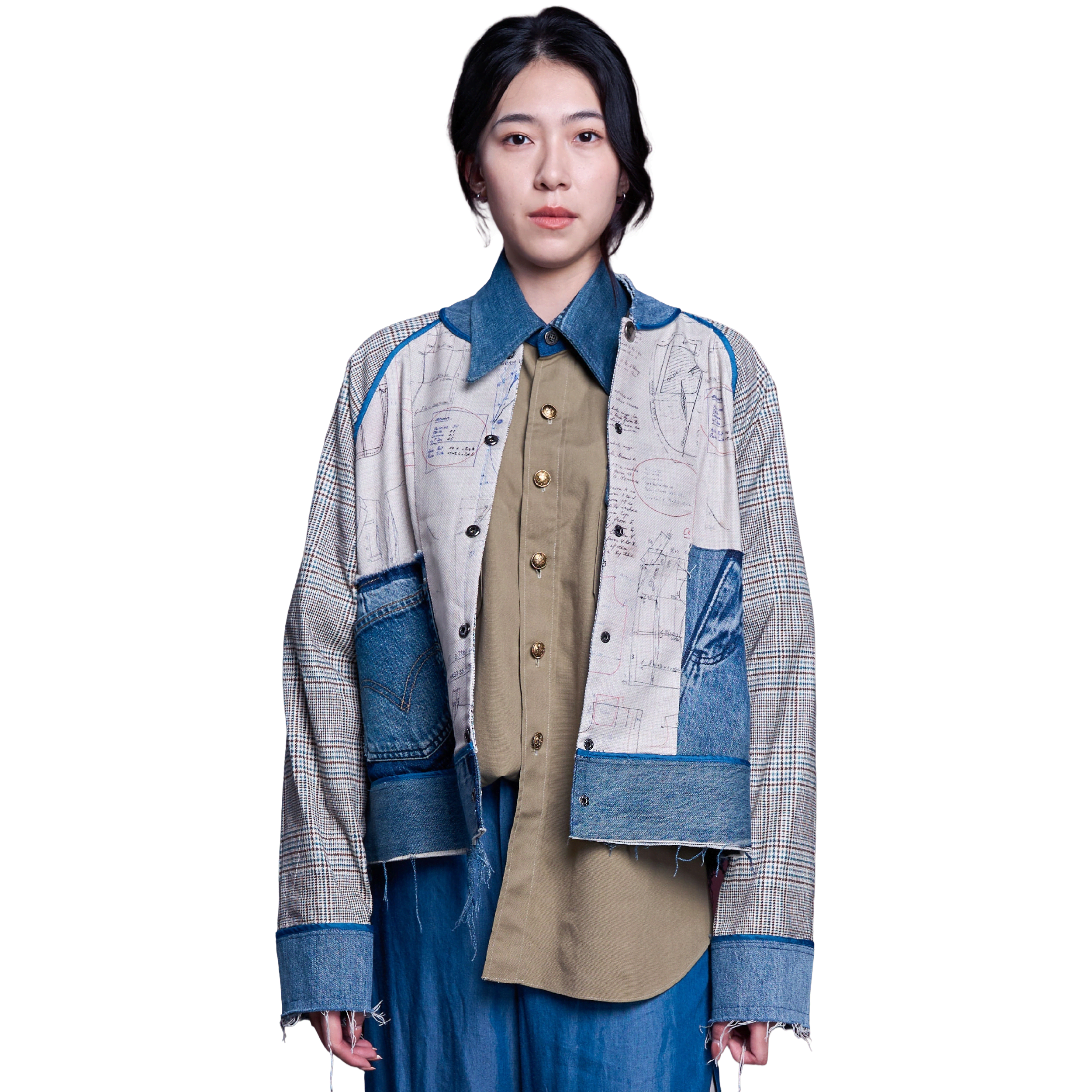 Reversible Baseball Jacket - Ivory Houndstooth | Story Wear | Wolf
