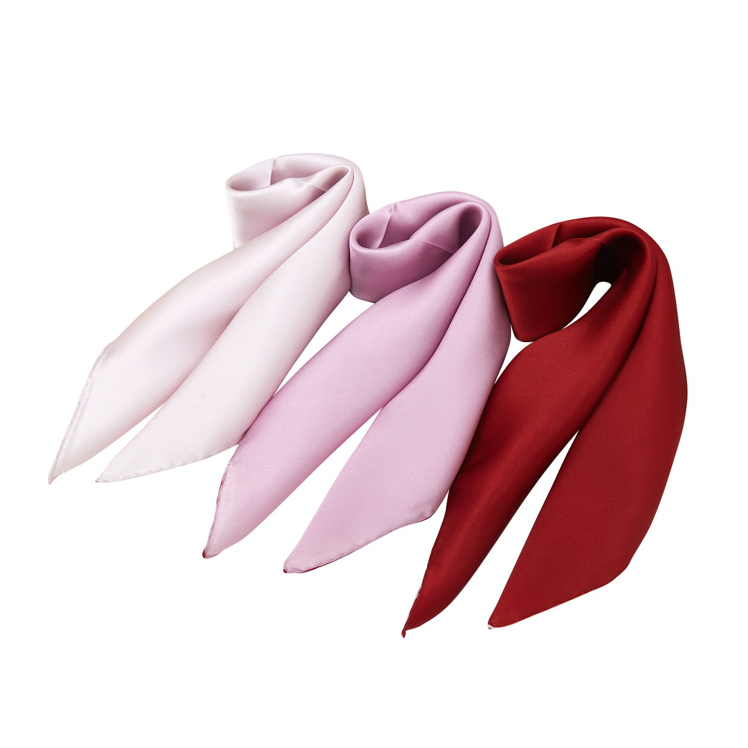 Women's Red Pure Silk Scarf Peony Solid Colour Collection Set Of Three Small | Small | Soft Strokes Silk