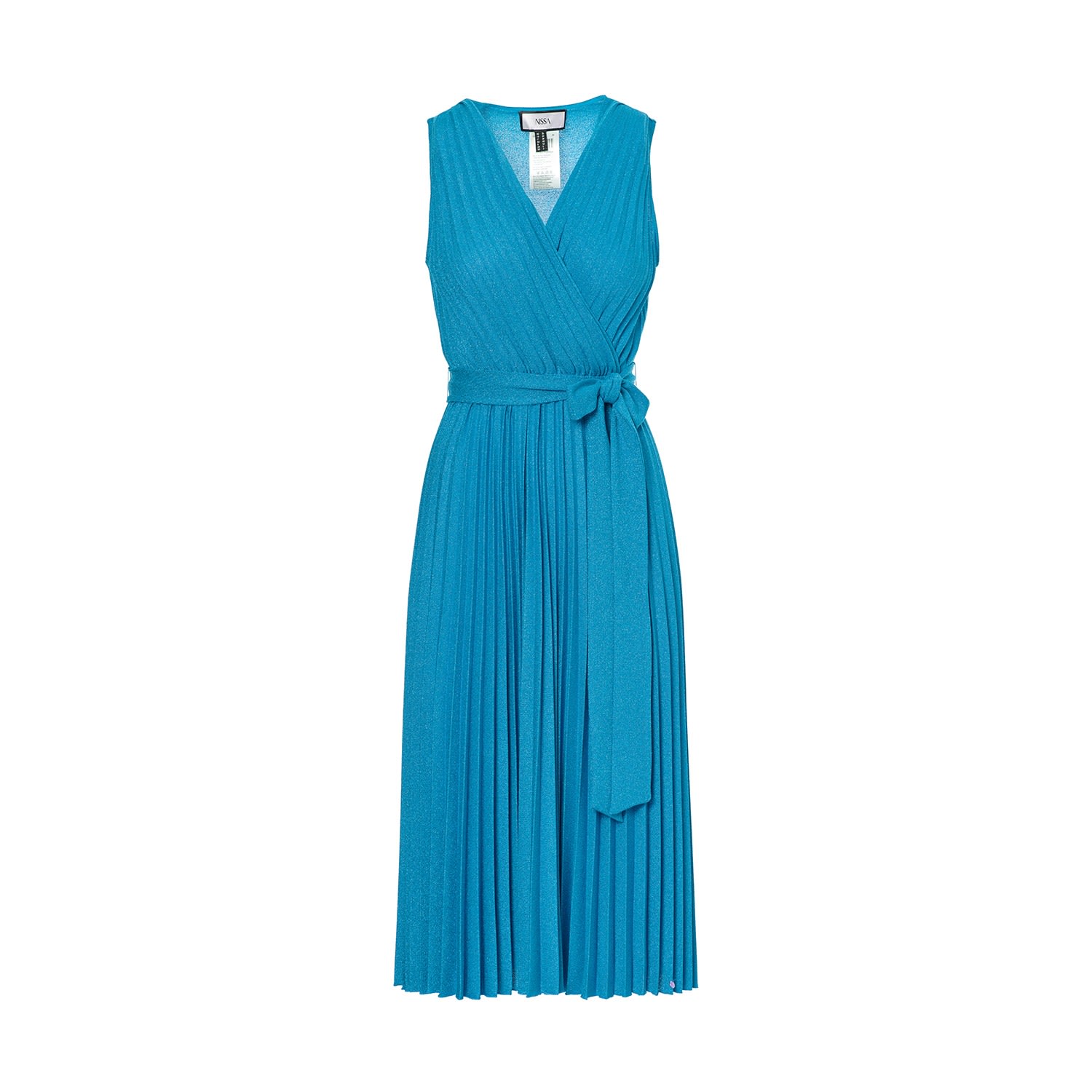 Nissa Women's Blue Lurex Thread Viscose Dress Aqua In Blue