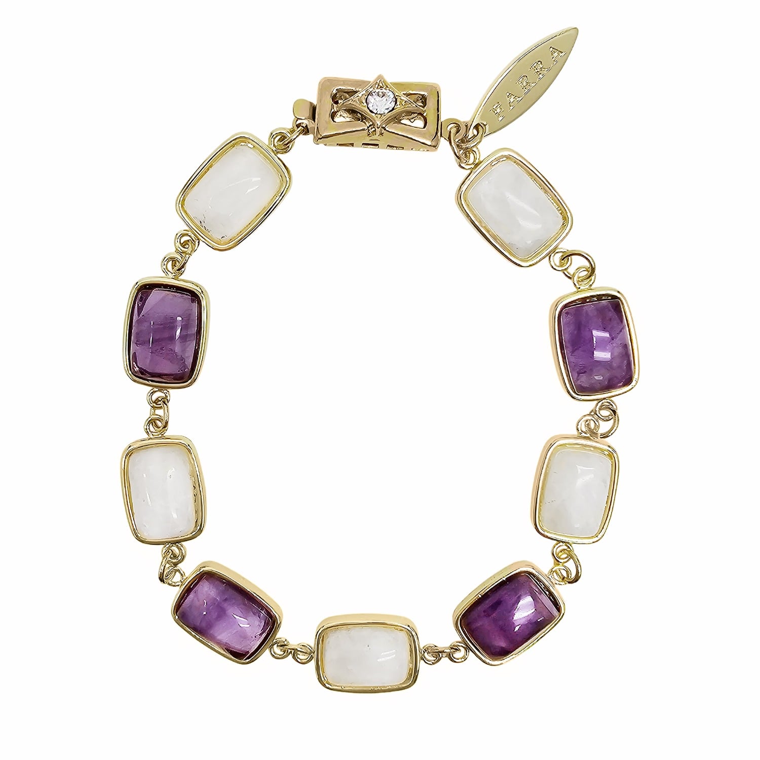 Farra Women's Pink / Purple Amethyst And Moonstone Box Clasp Bracelet