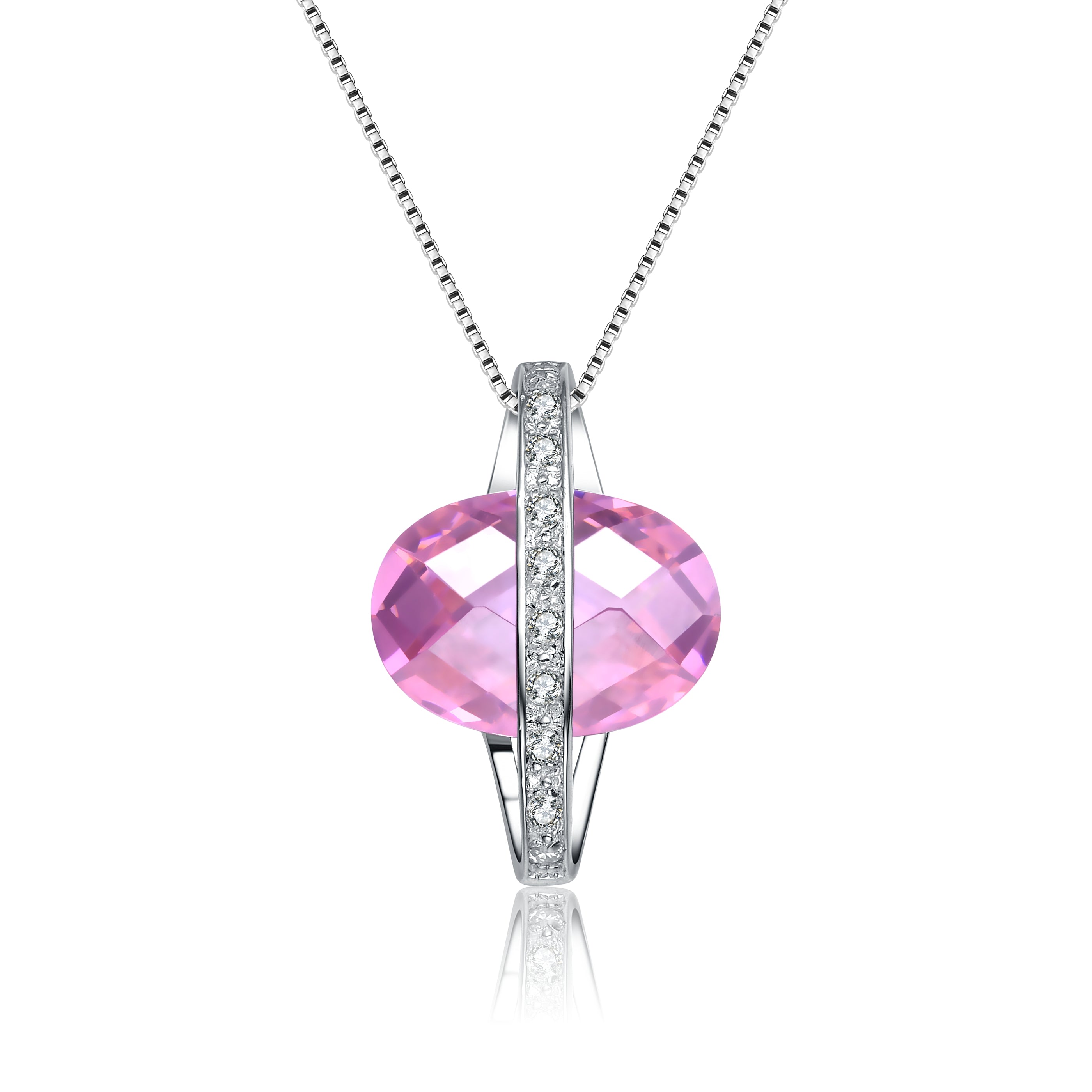 Women’s Pink / Purple / White Marguerite Dainty Symmetrical Pink Pendant Genevive Jewelry