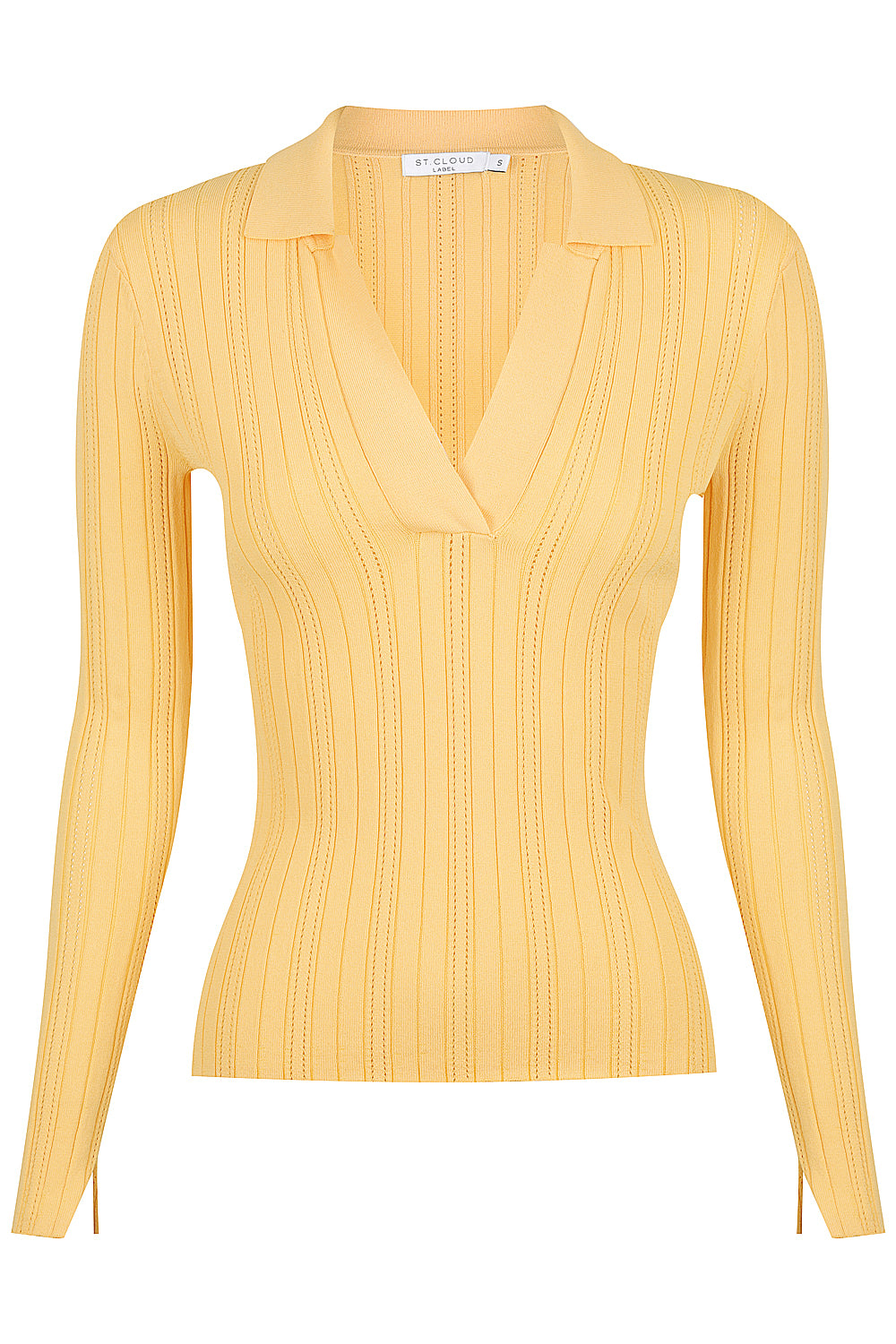 Women’s Yellow / Orange Kendall Stitch Knit Polo Top - Sherbert Large St Cloud Label