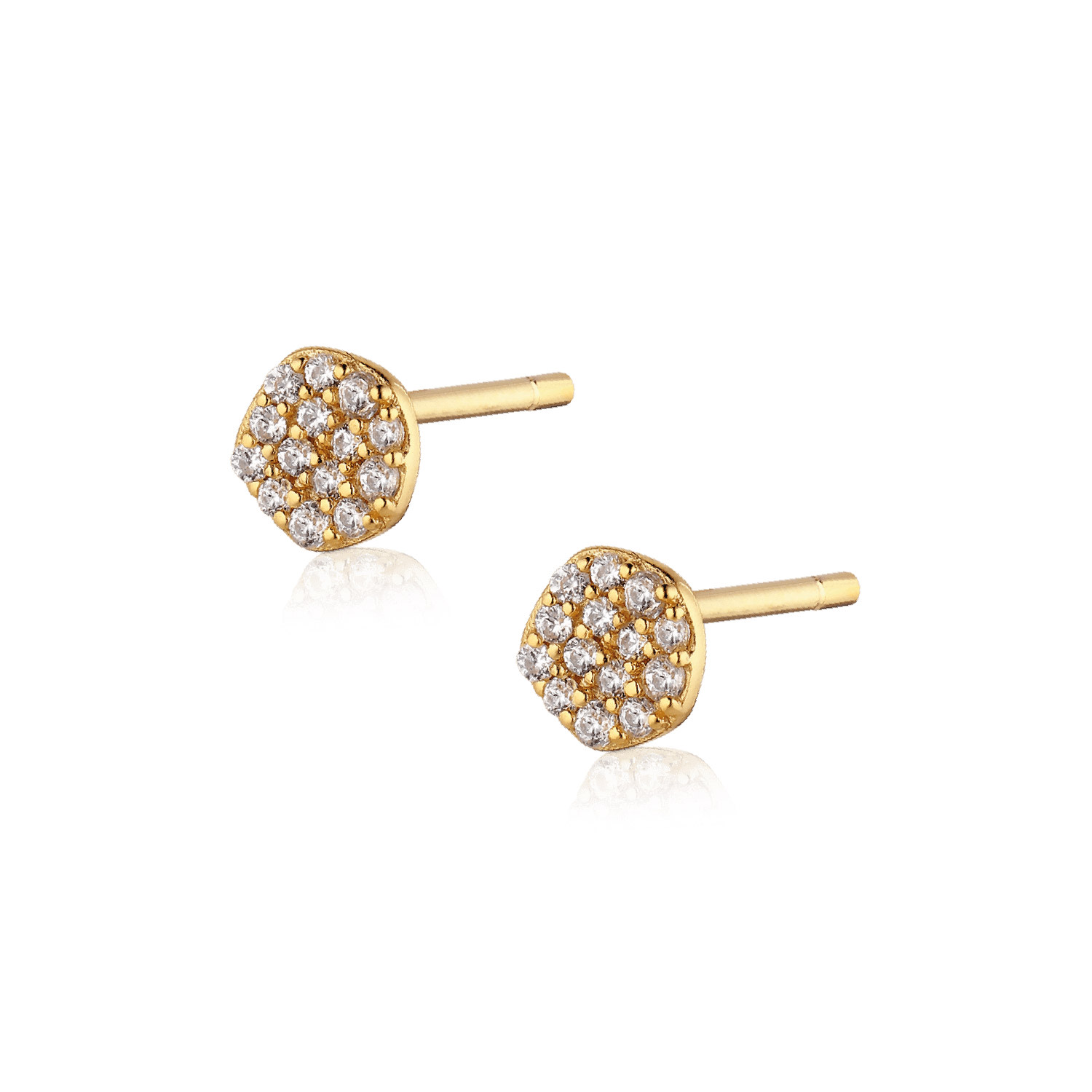 Women’s Gold / White Grace Round Earstud With Zirconias | Alura Copenhagen Jewellery