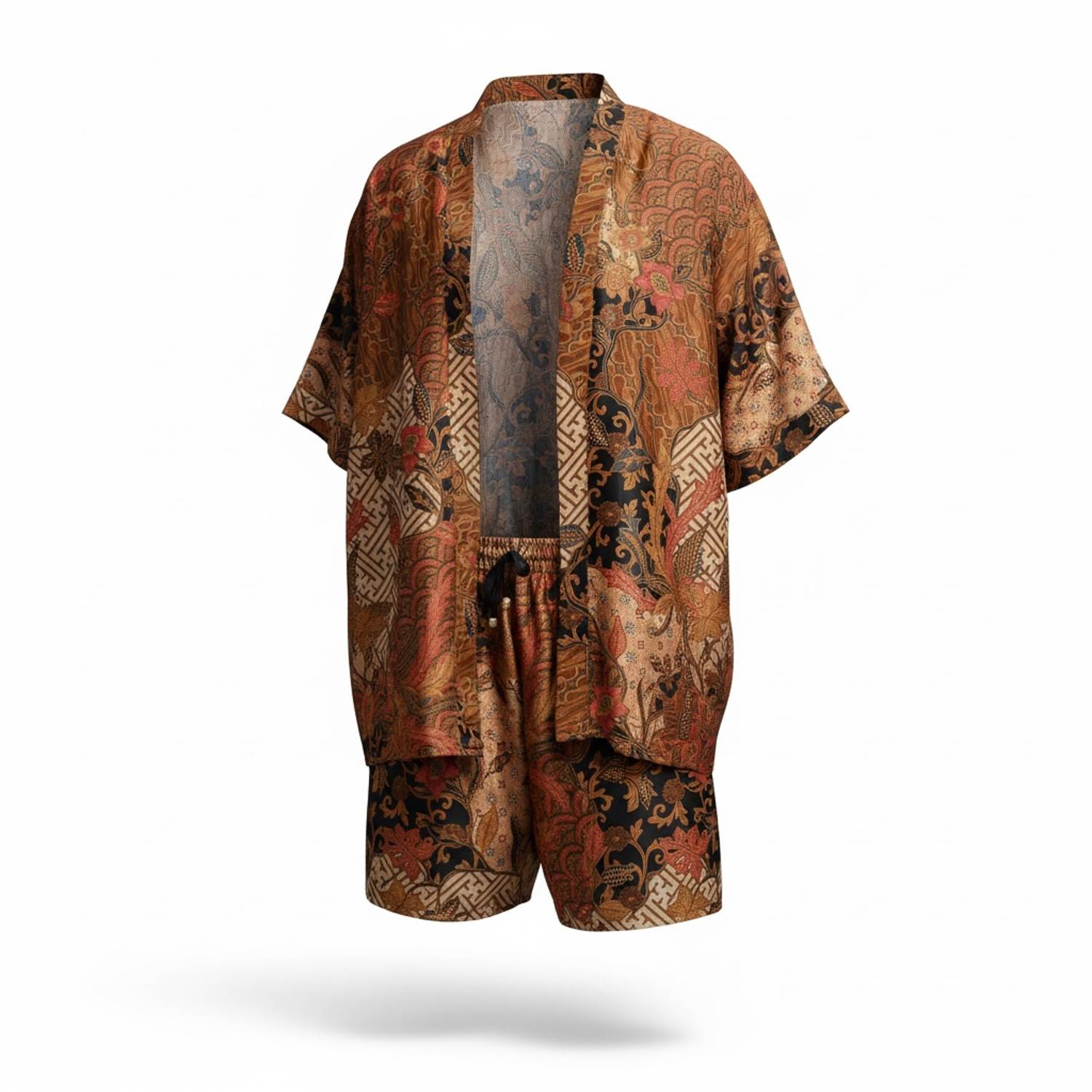 Men's Neutrals / Red Tarua Resort Kimono Co-Ord Set | Extra Large | Origin of Hearts