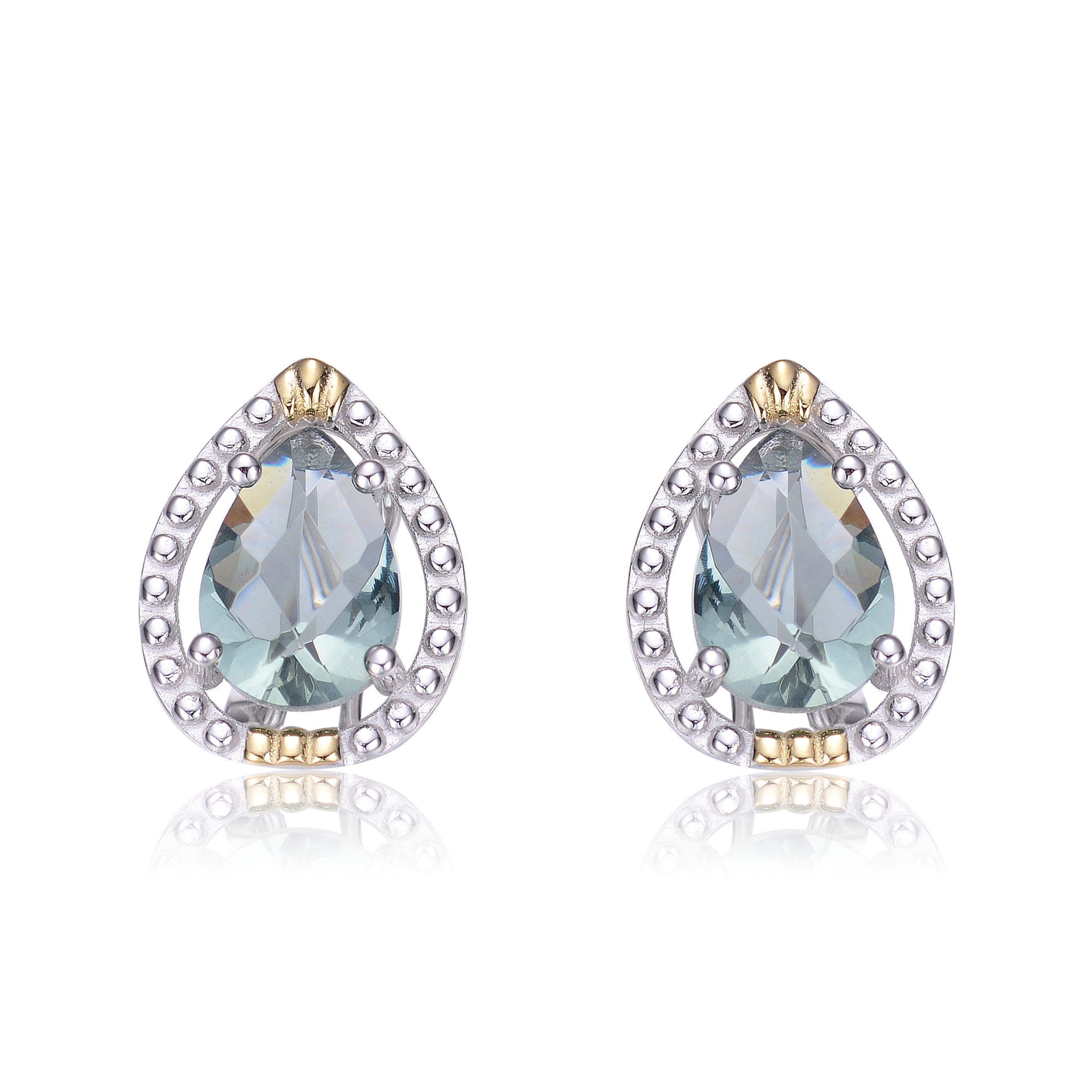 Genevive Jewelry Women's Blue / Silver Sterling Silver Blue Cubic Zirconia Pear Shape Earrings In Multi