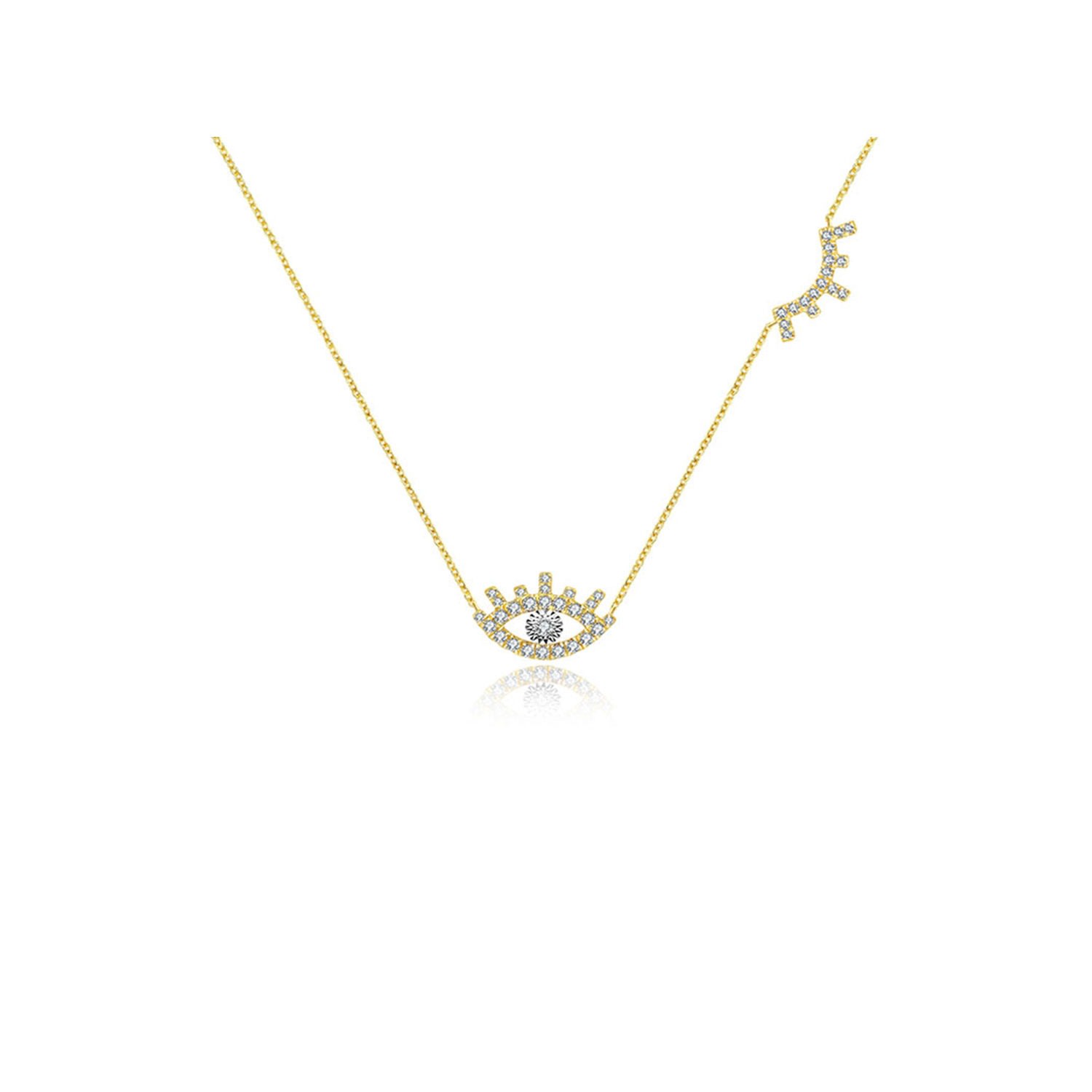Genevieve Collection Women's 18k Yellow Gold Evil Eye & Eyelash Diamond Necklace In Yellow