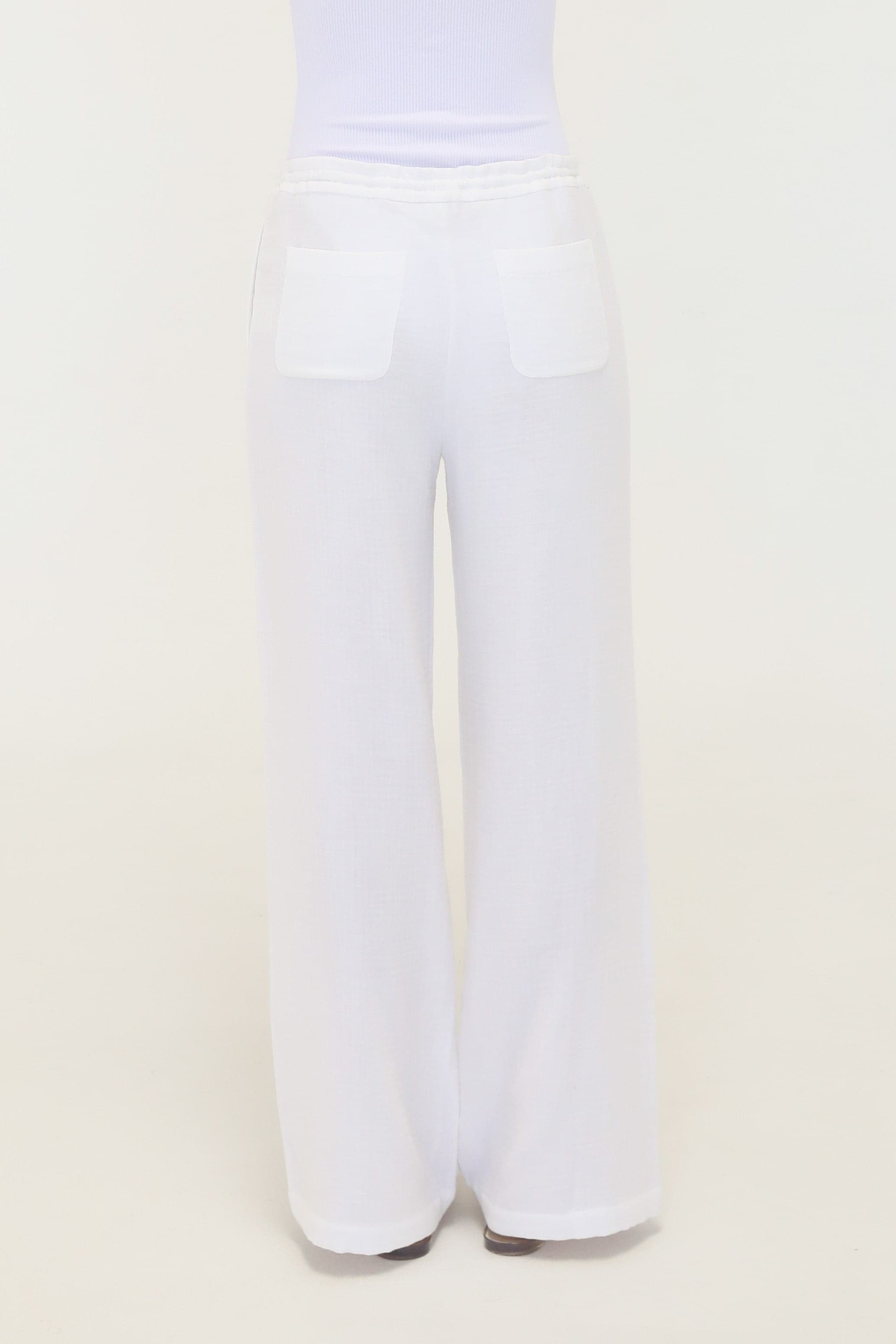 【Anyone more】Debbie Cotton Slit Line Long Wide Pants The Debbie In Law Triple Cotton Gauze Wide Leg Drawstring