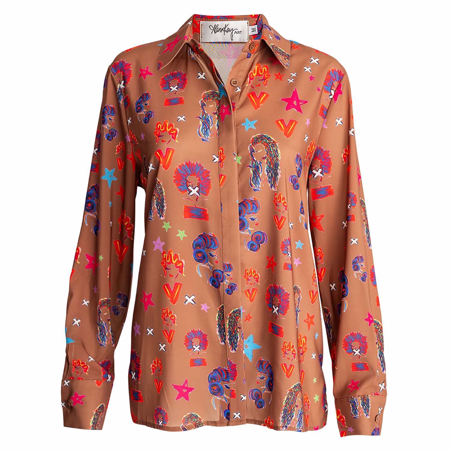 Alanakayart Women's Brown Lotus Blouse - Rust In Pink