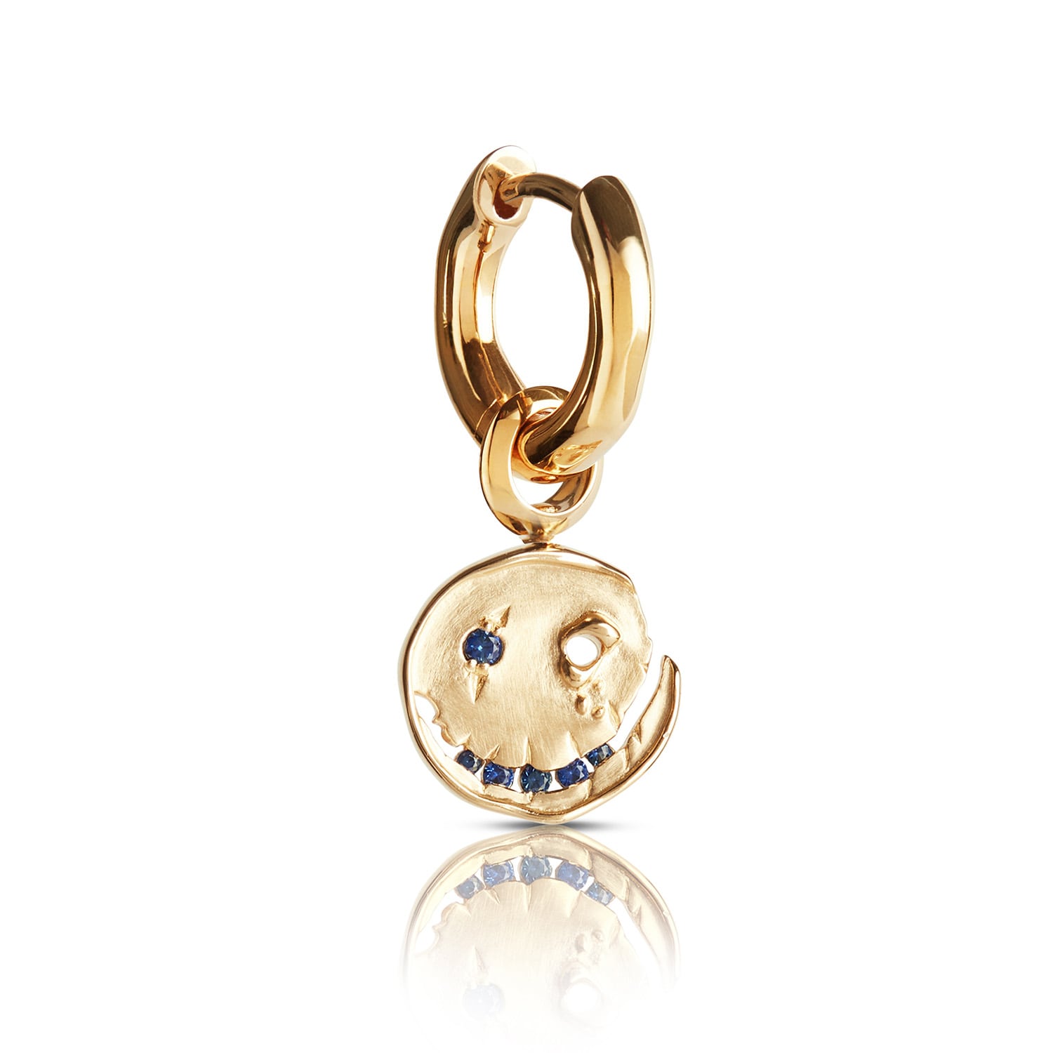 Kasun Women's Smile Hoop Earrings – September – Sapphire – Gold Plated