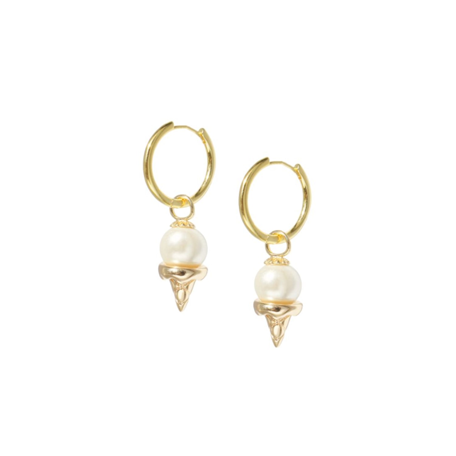 I'mmany London Women's Gold / White Heart Melter Ice Cream Charm Earrings With Detachable Gold Vermeil Hoops
