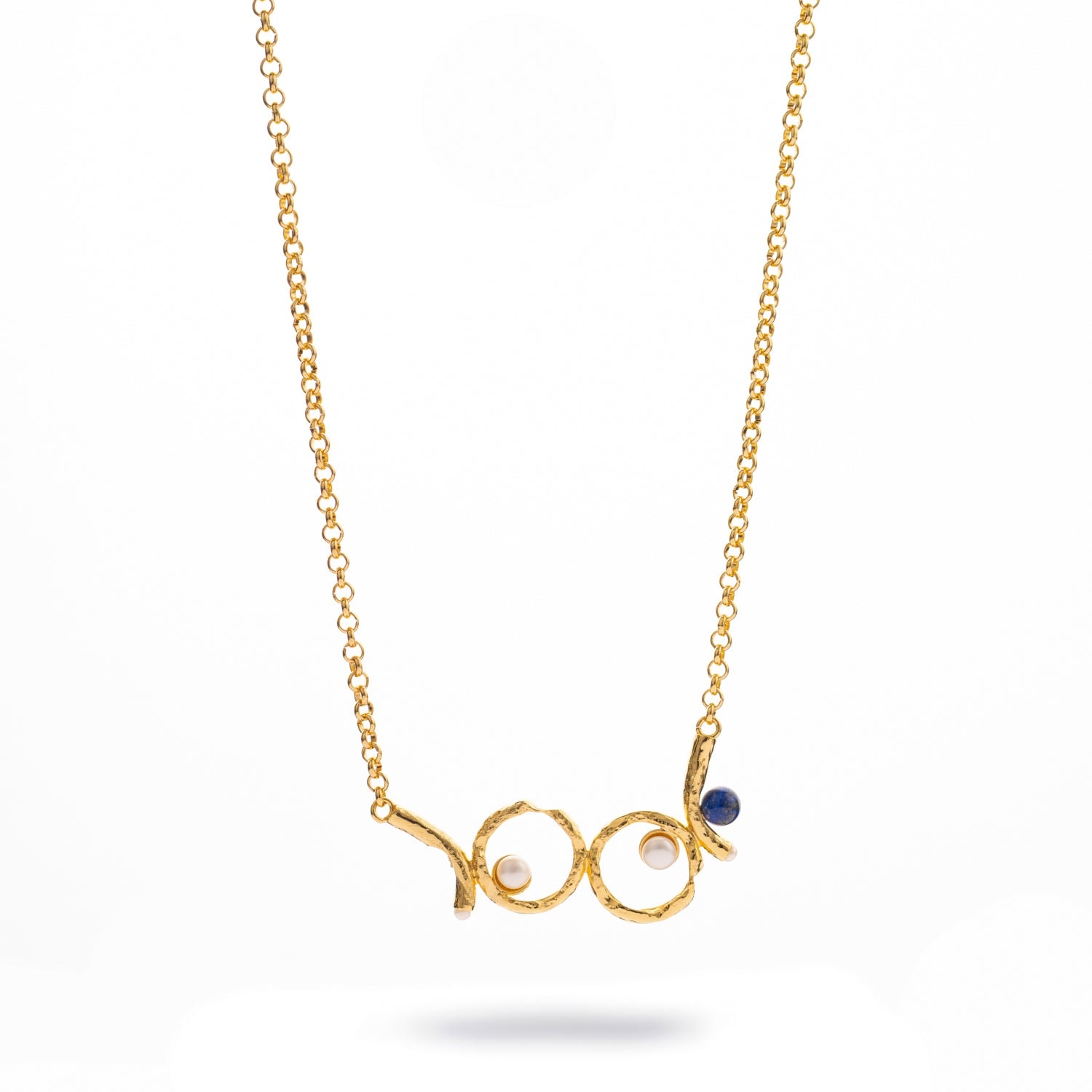 Ebru Jewelry Women's Blue / White / Gold Pearl Eclipse Lapis Gold Necklace - Gold In Gold