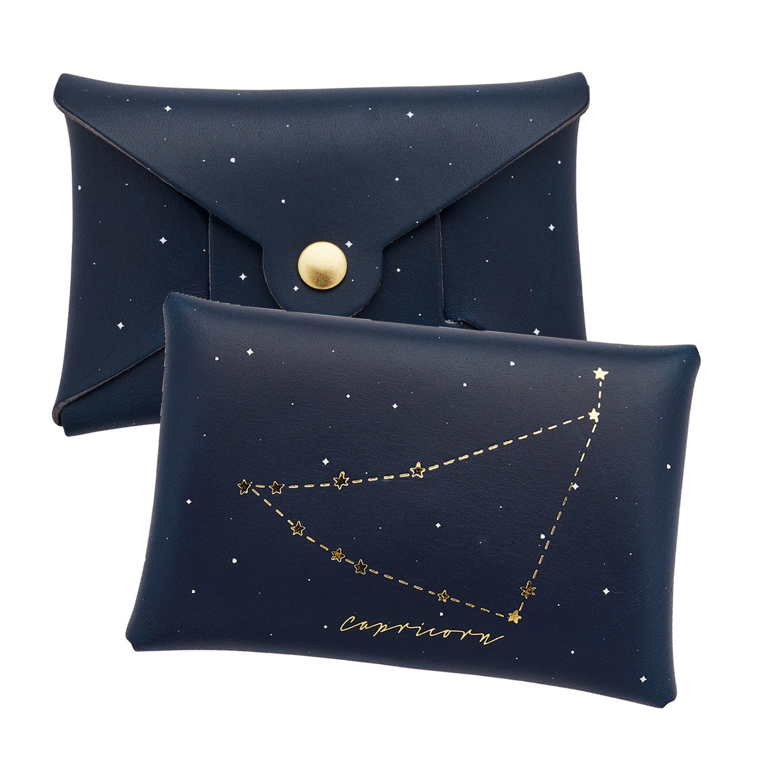 Women’s Blue Capricorn Zodiac Star Sign Leather Card + Coin Purse Sbri