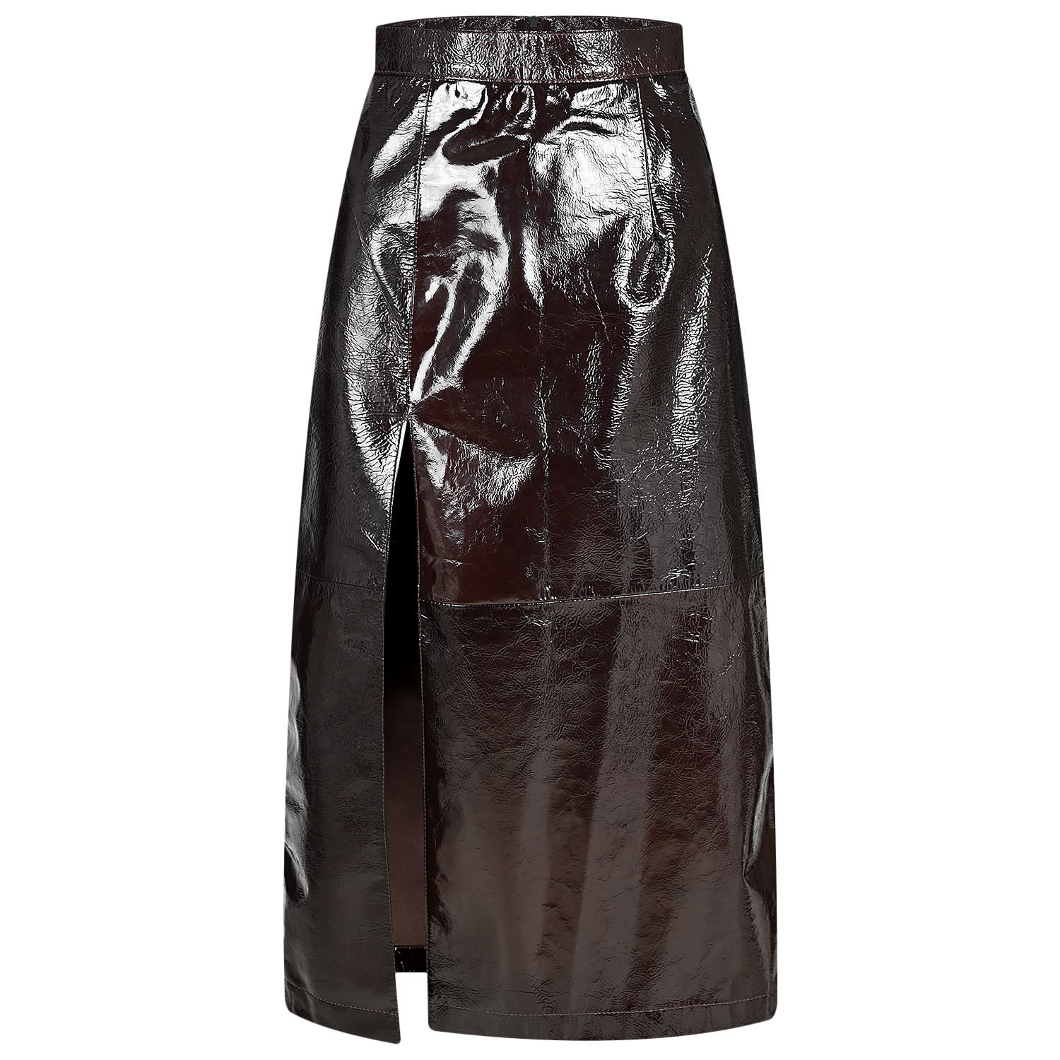 Merlenne Women's Red Patent Leather Skirt In Burgundy In Multi
