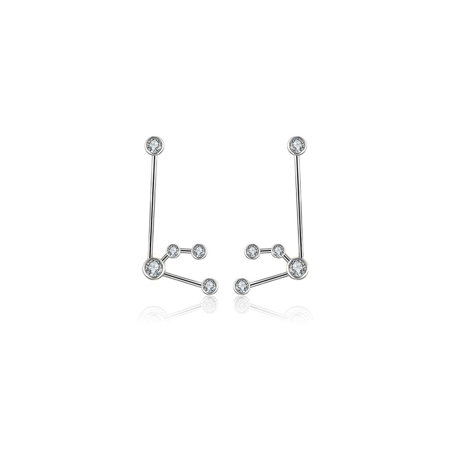 Women’s Aquarius Zodiac Constellation Earring 18K White Gold & Diamond Genevieve Collection