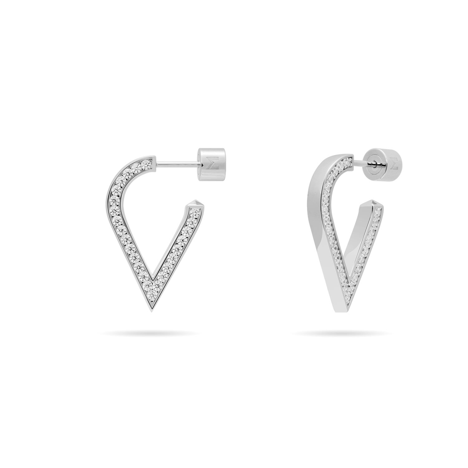 Women’s Stylized Waterdrop Drop Earrings With Pave Cz - Silver Meulien