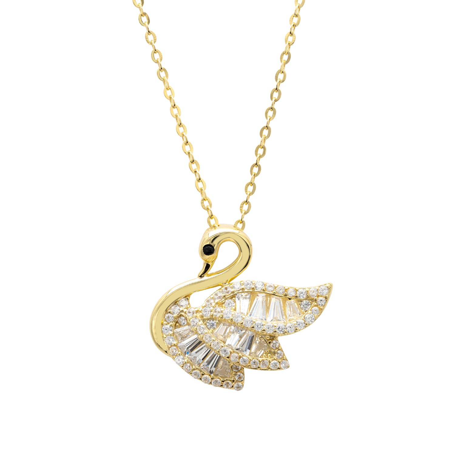 Women’s Gold / White Swan Pendant Necklace Gold Latelita