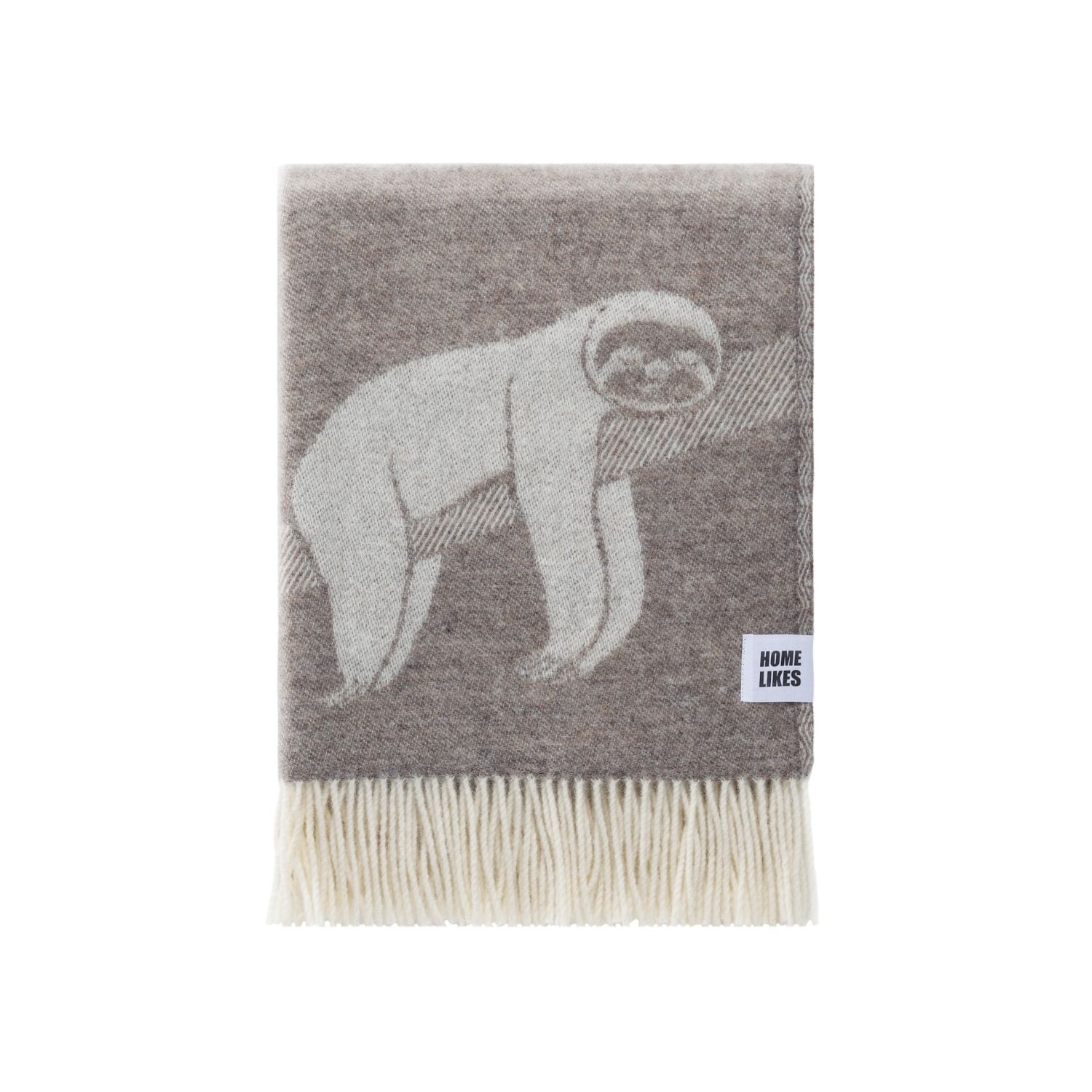 J.j.textile Brown / White Sloth Wool Throw