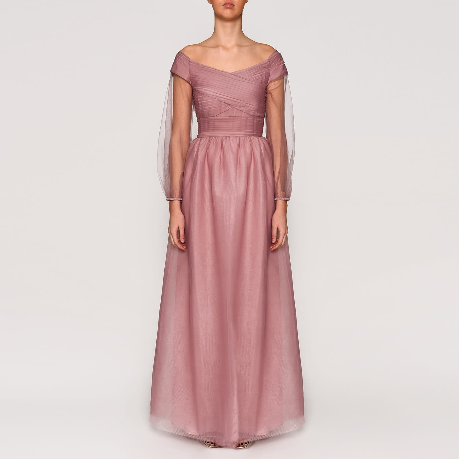 mauve tulle maxi skirt