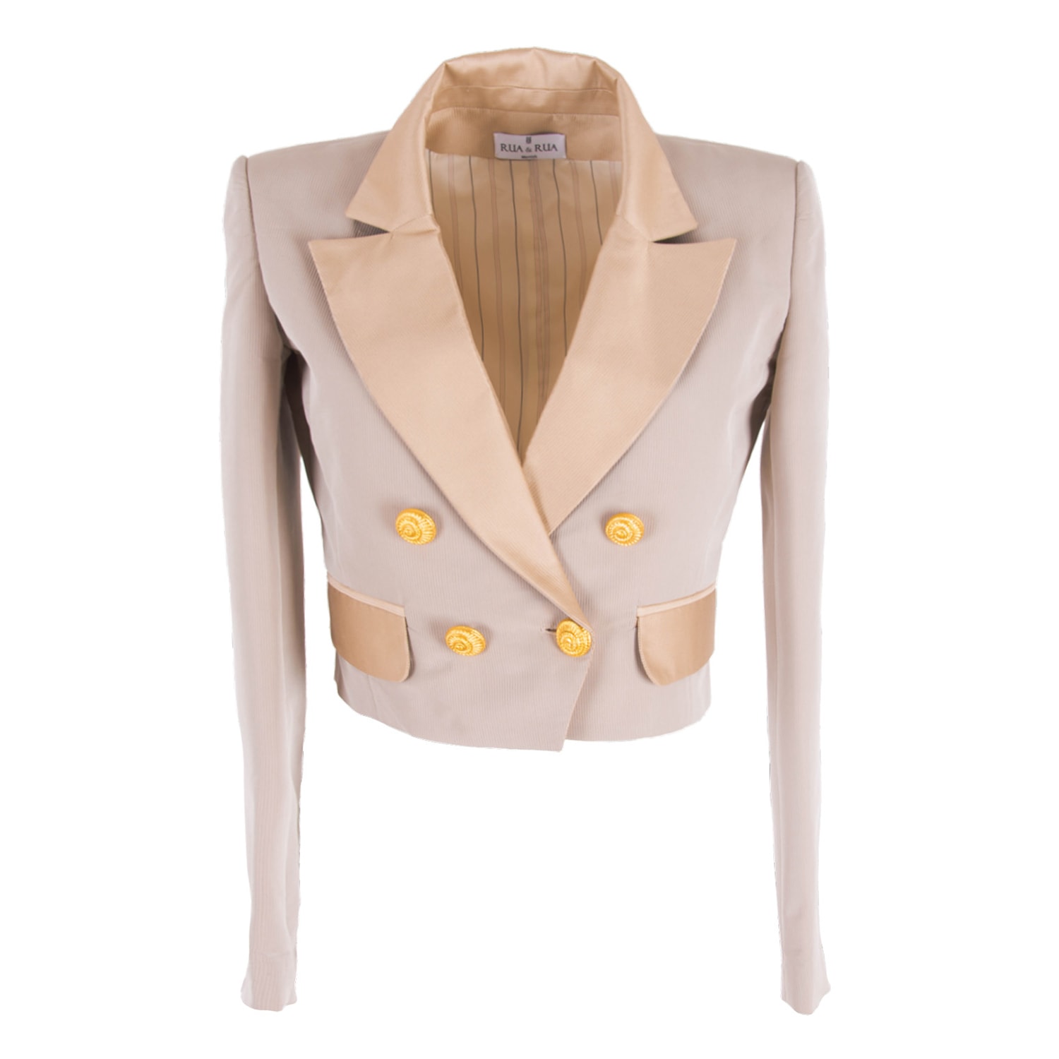 Women’s Neutrals Silk Short Double-Breasted Jacket Small Rua & Rua