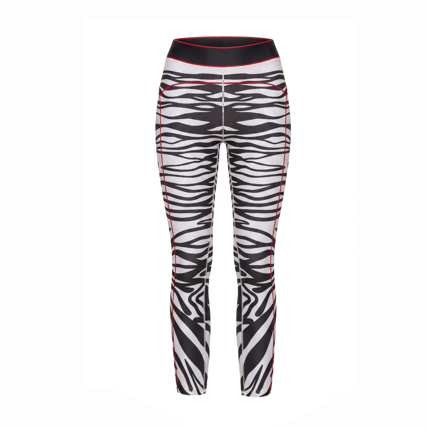 Women's Black / White Zebra Stripe High-Waisted Leggings | Extra Large | Jessie Zhao New York