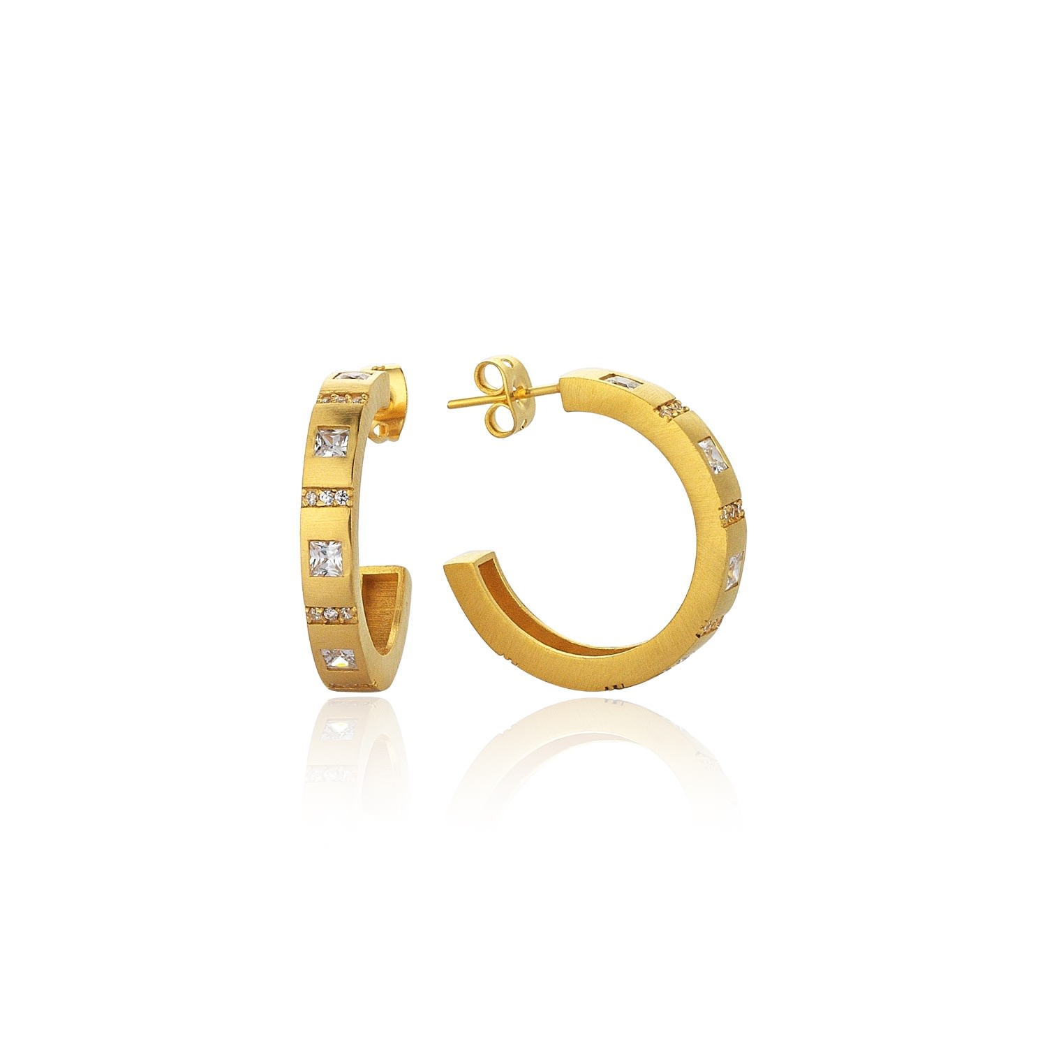 Women’s Karo Small Hoop Earrings In Sterling Silver With Gold Plated White Odda75