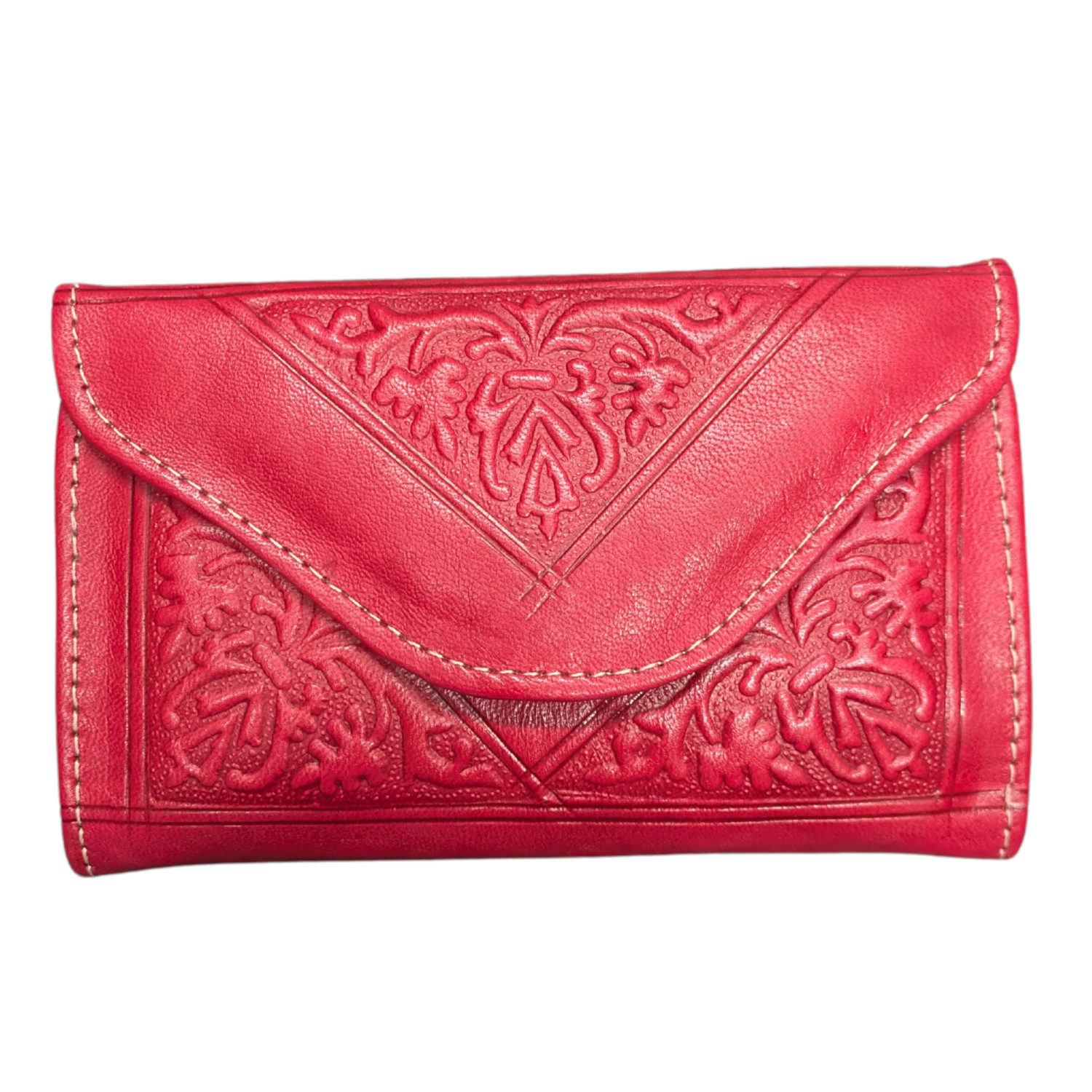 Women's Small Leather Tri-Fold Purse Red | Berber Leather