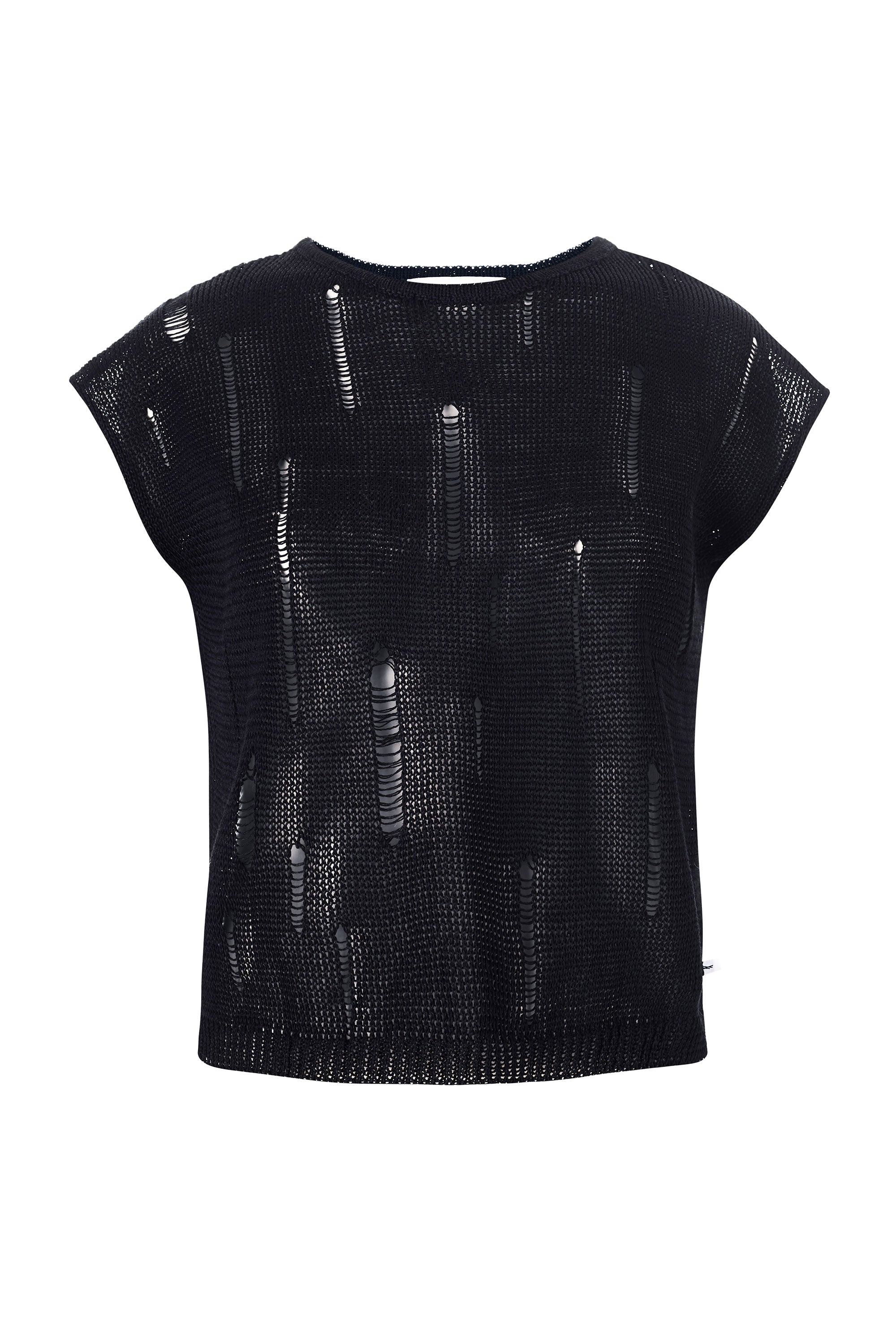Salanida Women's Terra Distressed Linen Top Black In Black