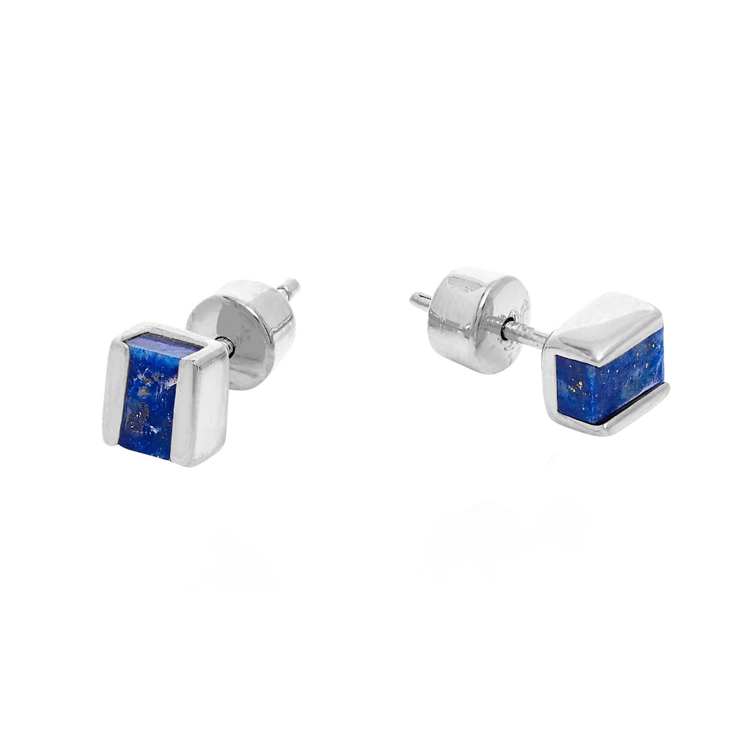 Neola Design Women's Silver Lapis Lazuli Cubo Studs In Silver