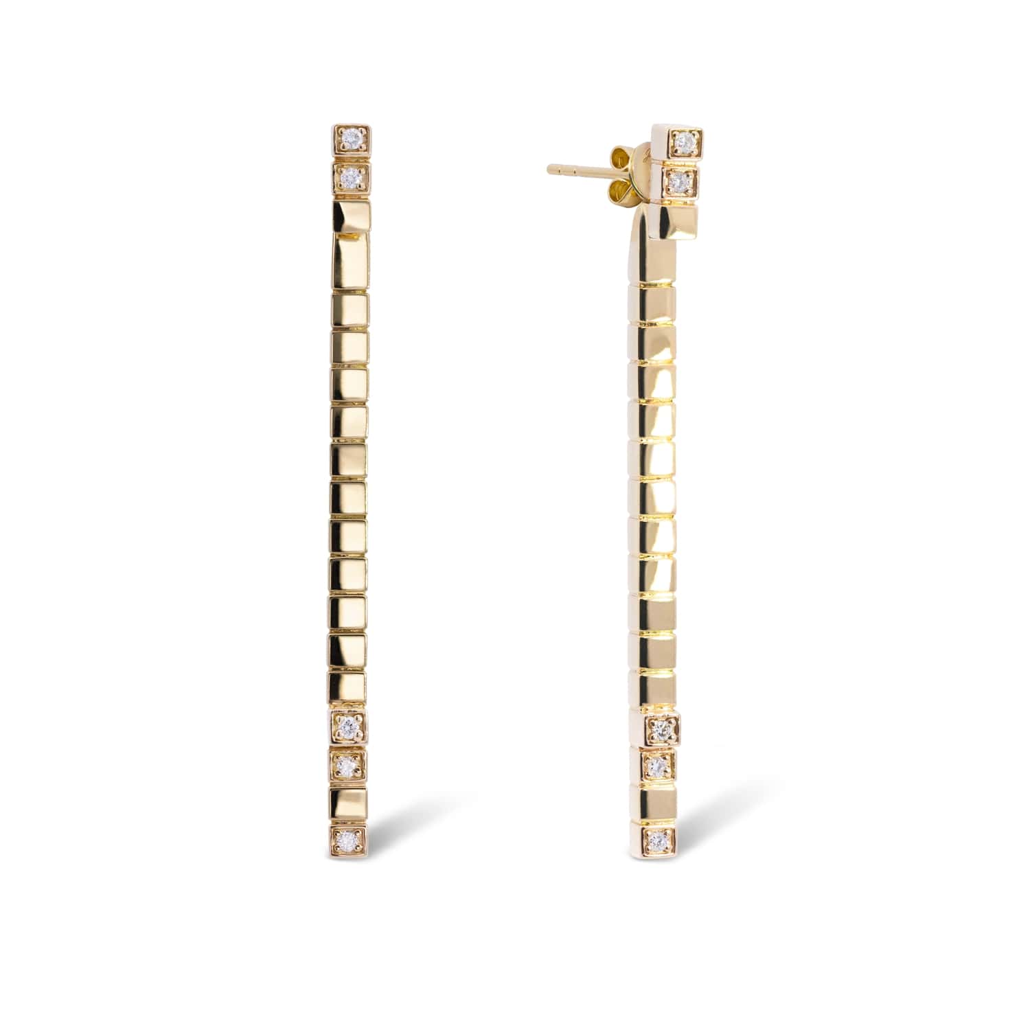 Women’s Rockstar Strings Earrings In Solid Yellow Gold And Diamonds Simone Jewels