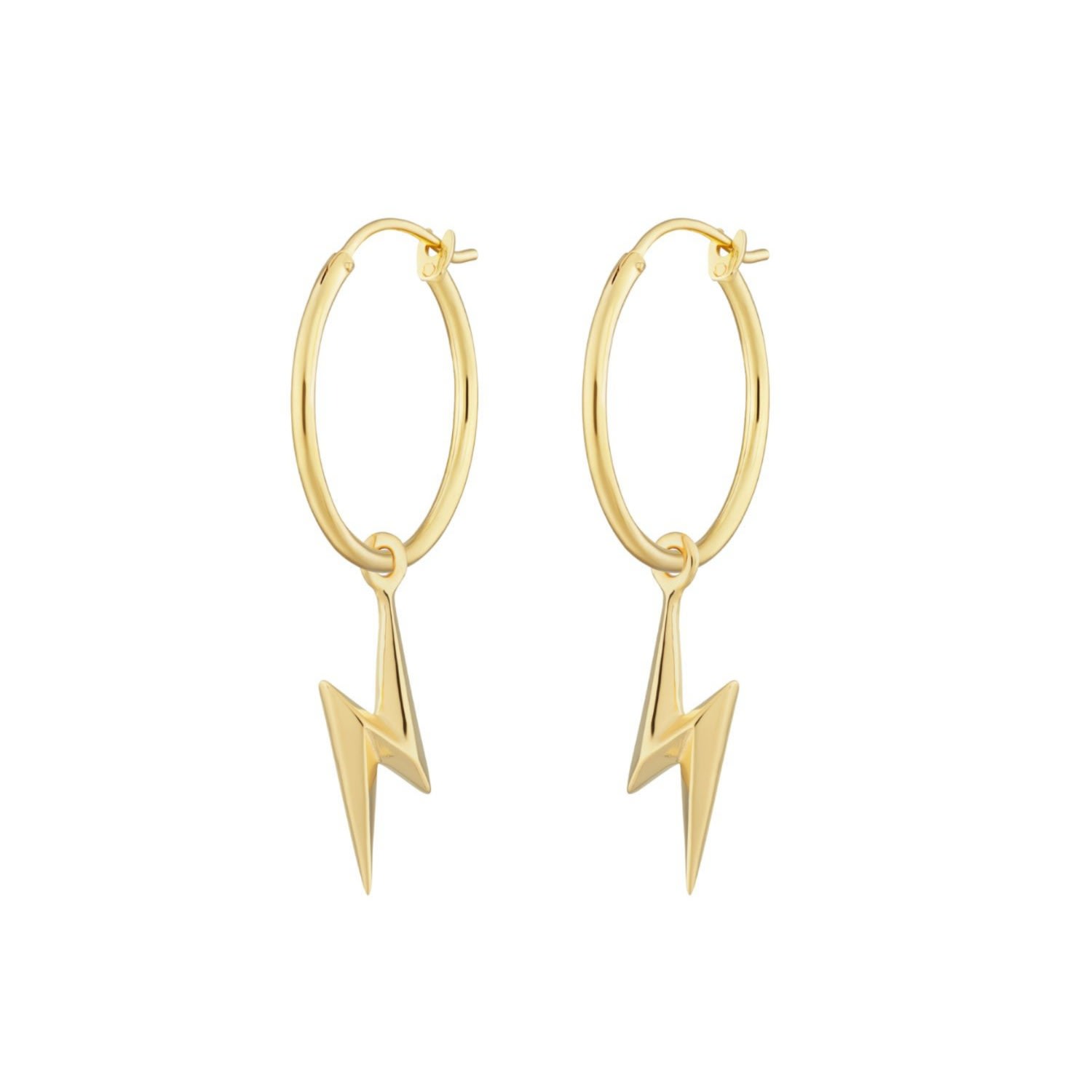 Women’s Gold Plated Lightning Bolt Charm Hoop Earrings Lily Charmed