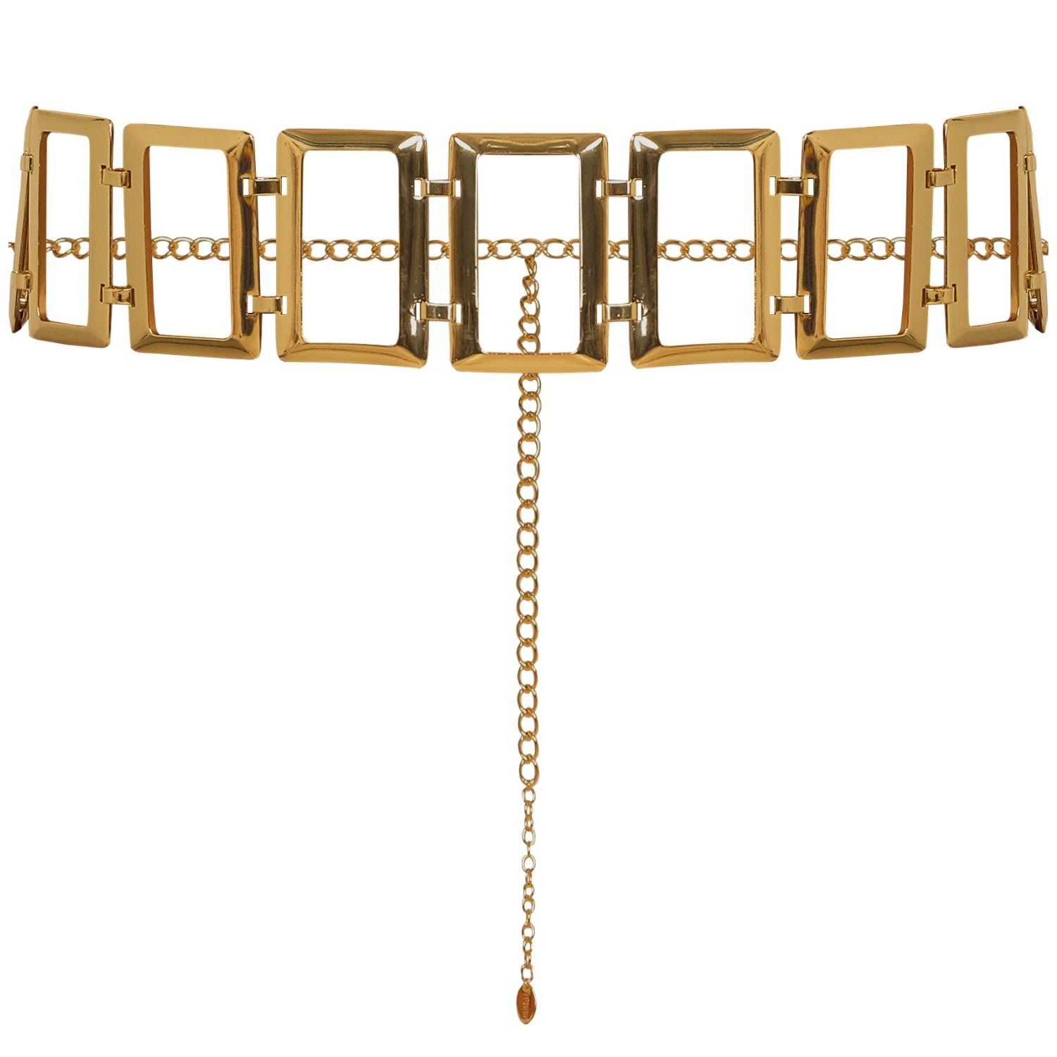 Women's Squera Wide Metal Waist Chain Belt In Gold | One Size | Antoninias