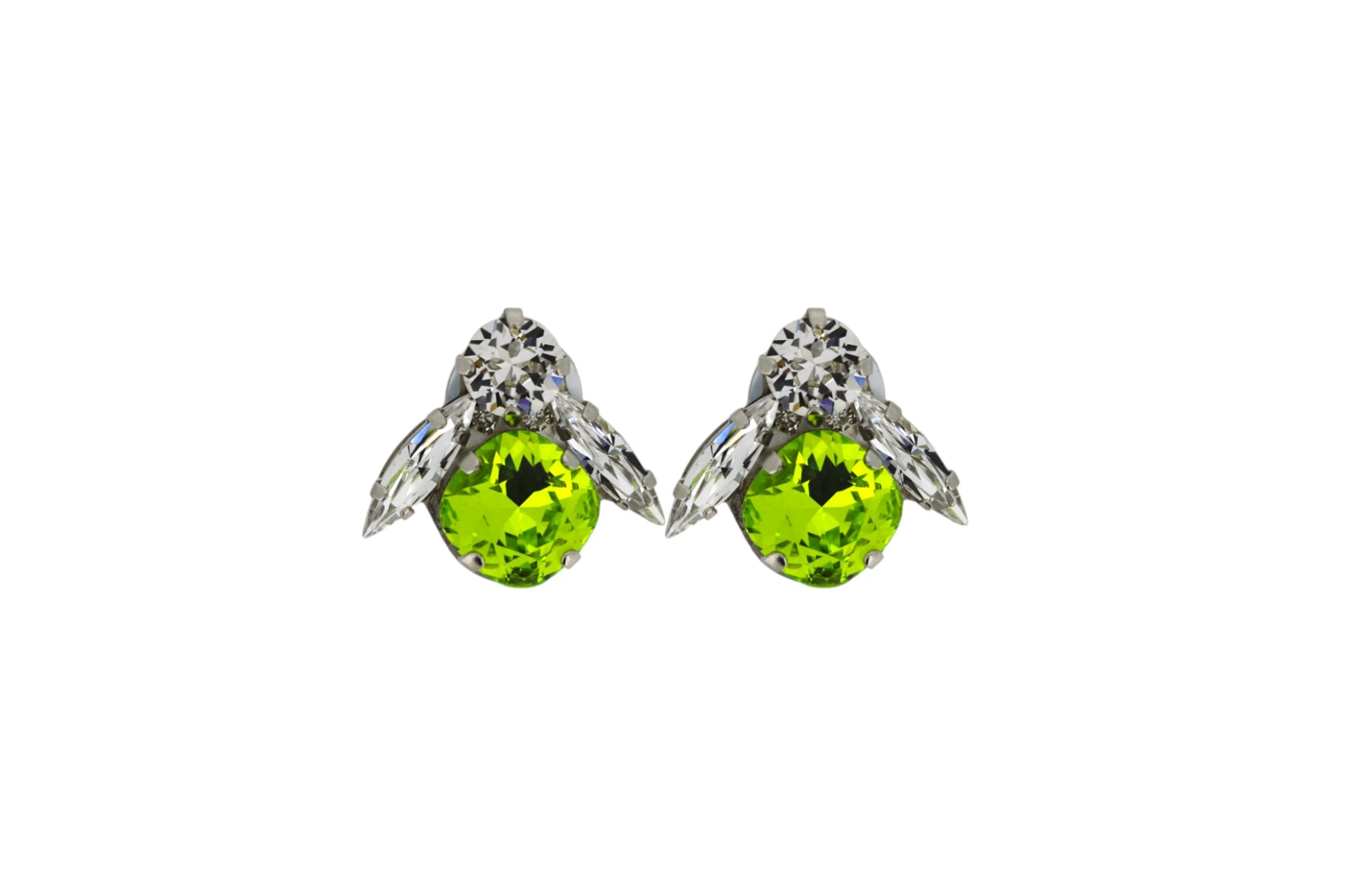 Vickisarge Women's The Big Green Bee Earrings In Platinum - Pierced In Green