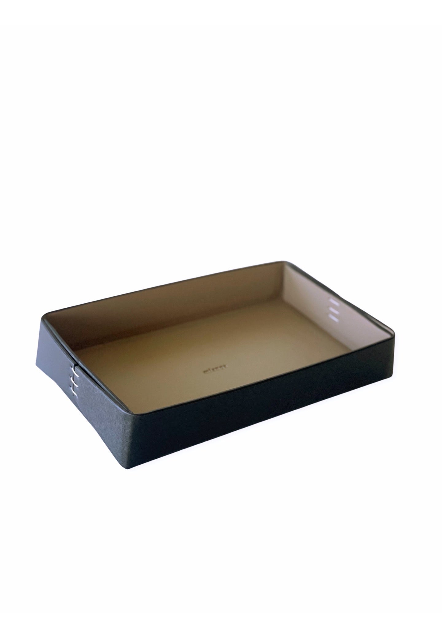 Vegan Olive Leather Tray Black Small Mianqa