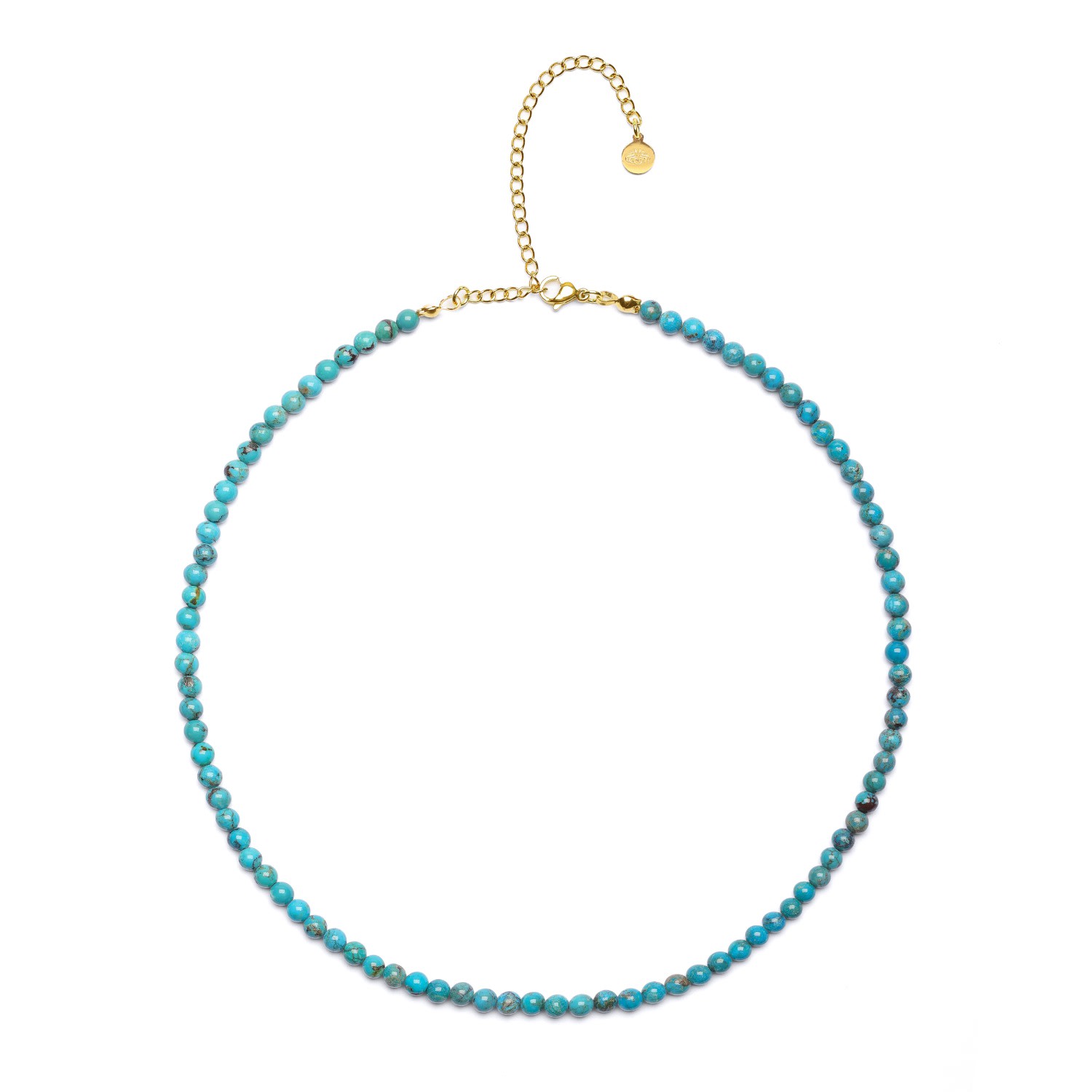 Seven Saints Women's Gold / Blue Turquoise Choker Necklace, Success And Good Fortune Amplifier