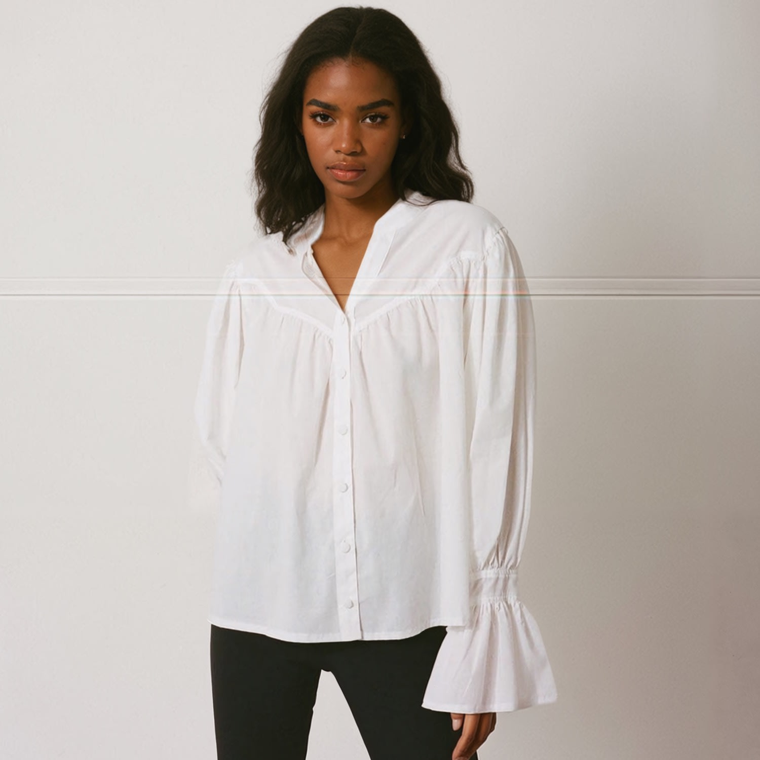 M Sette Paris Women's White Zora Cotton Blouse In White