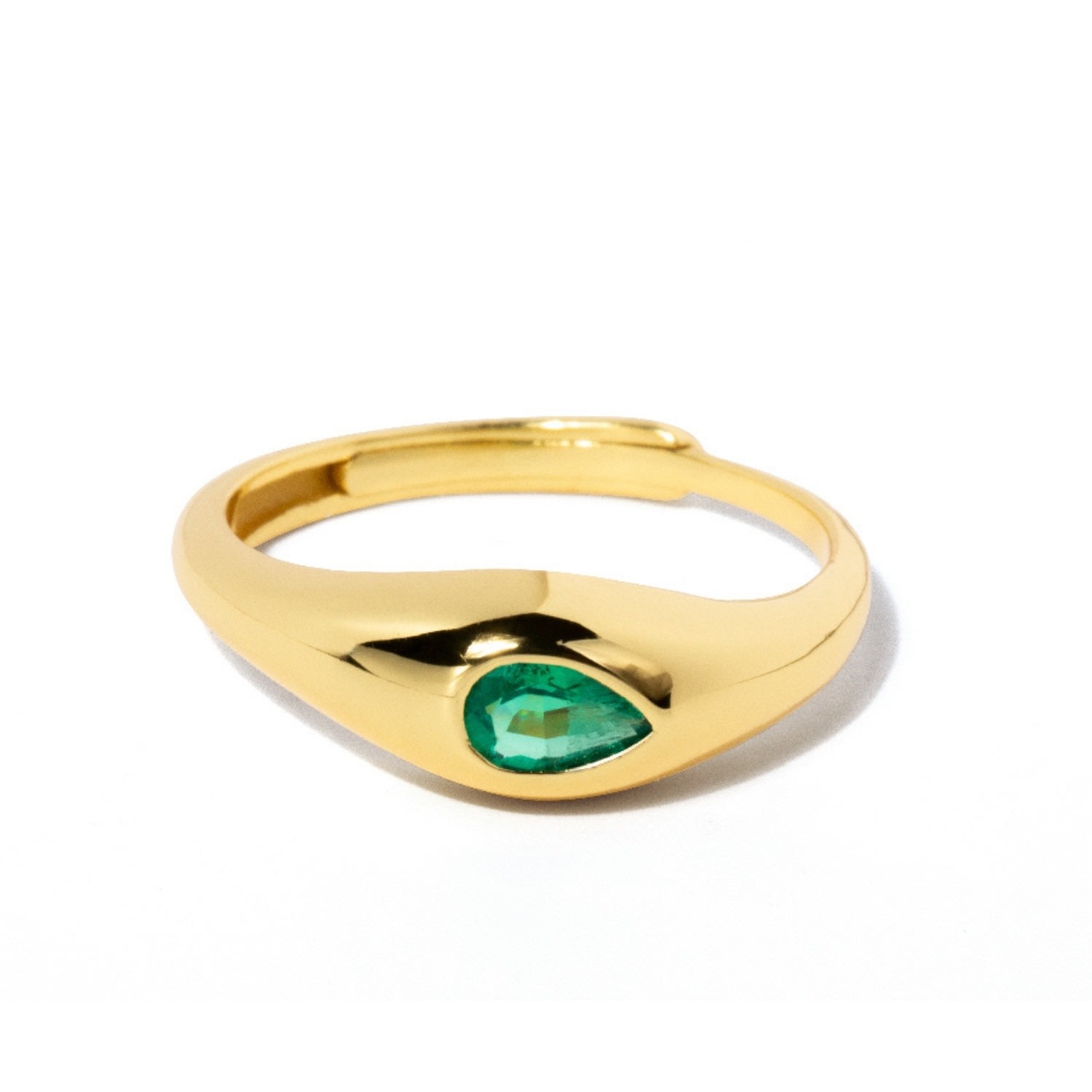 Women’s Green / Brown Pear Emerald Dome Ring Little Sky Stone