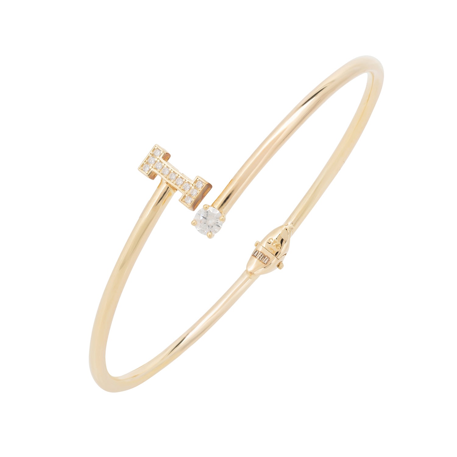 Women’s White / Gold Initial Bangle Gold I Latelita