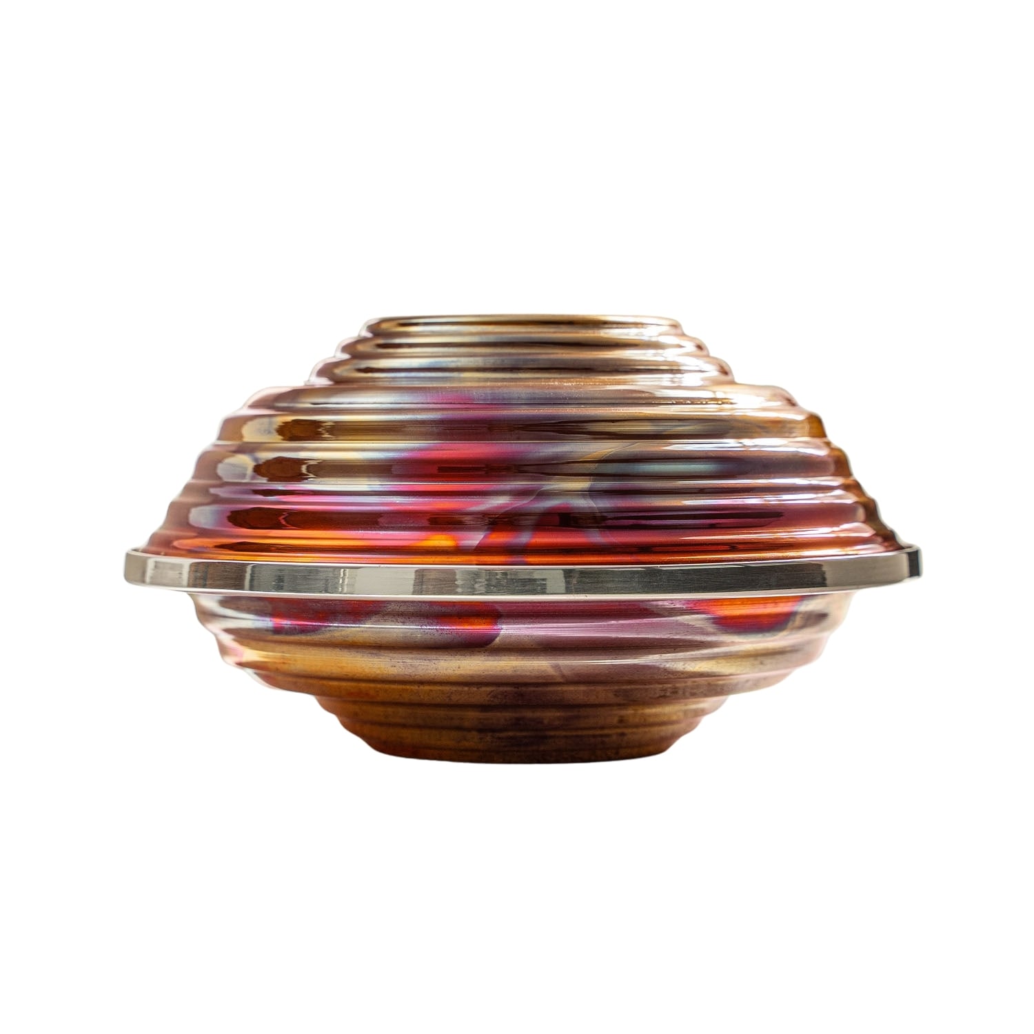 Serrated Rainbow Patina Copper Bowl Set Bottom + Lid Â· Handmade Copper Bowl Set Modeditions