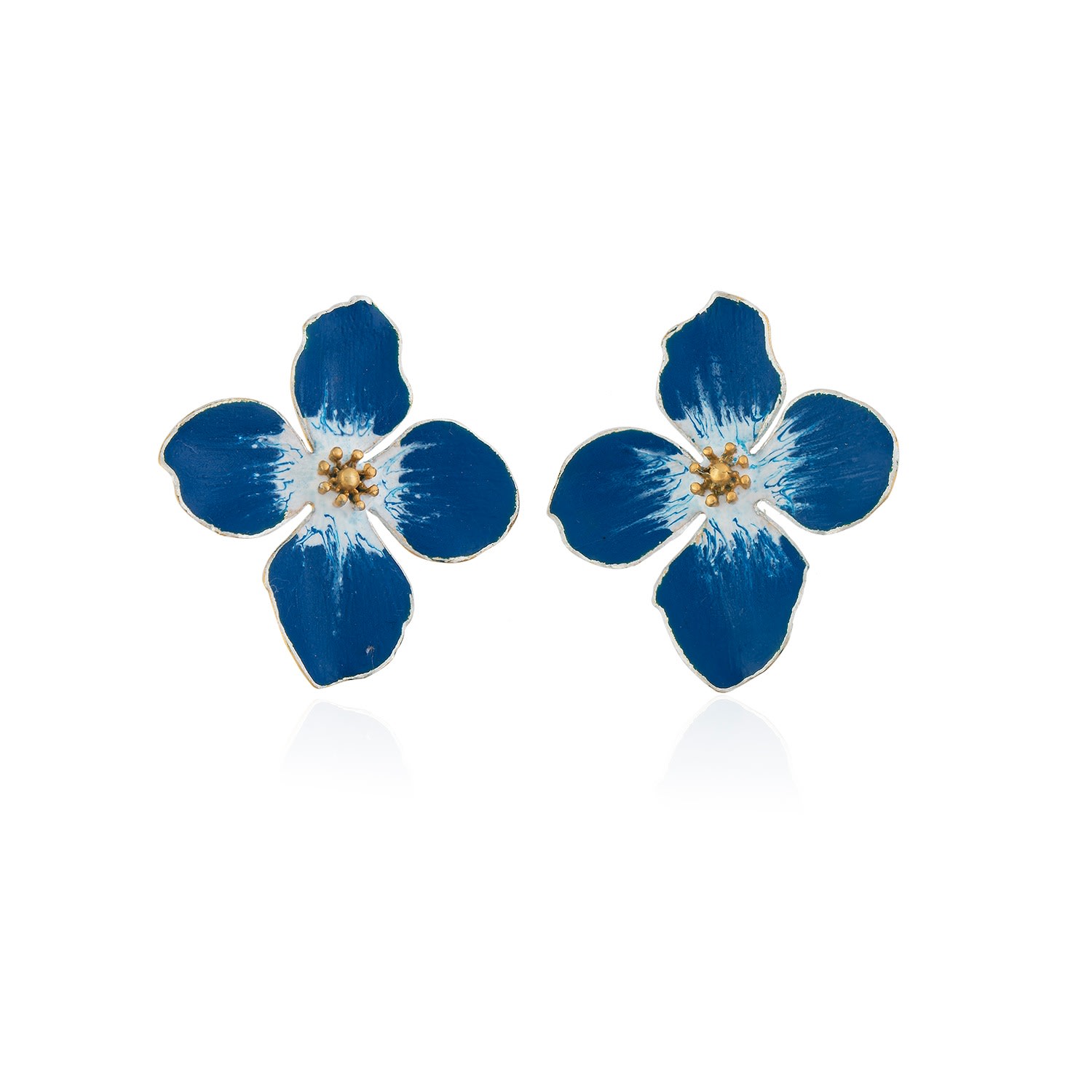 Milou Jewelry Women's Blue Clover Flower Earrings In Blue