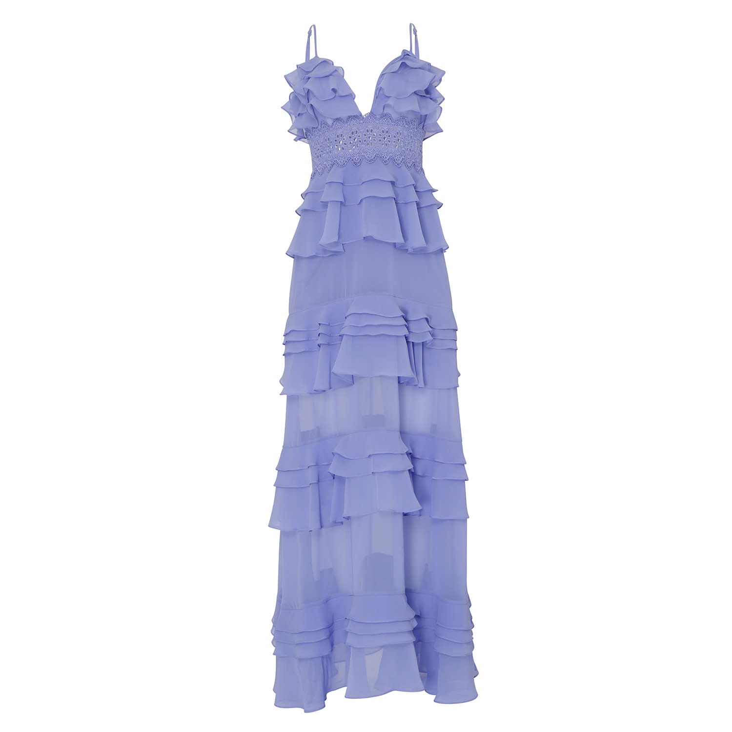 blue ruffle maxi dress