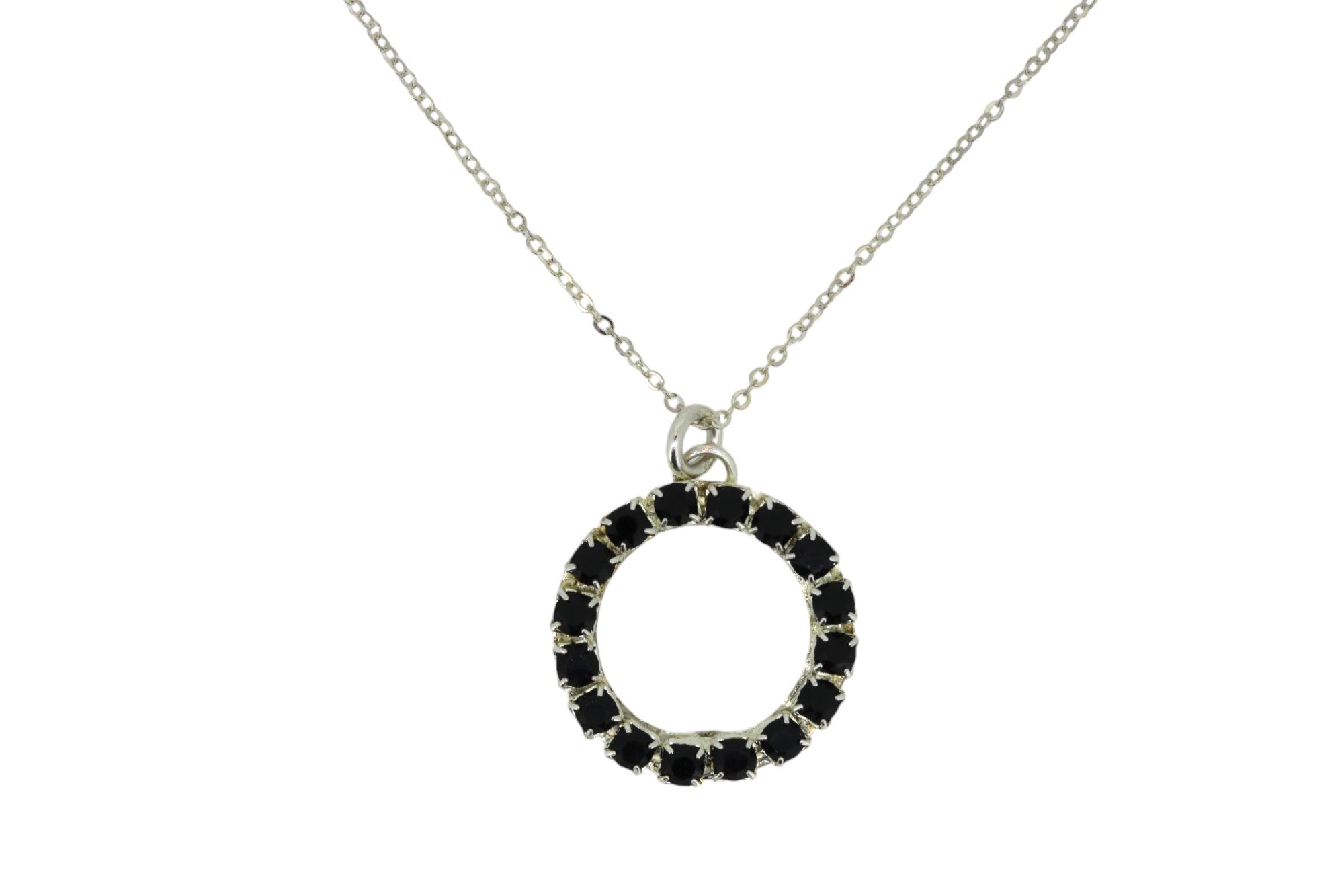 Vickisarge Women's The Black Hoop Necklace In Platinum - Long In Black
